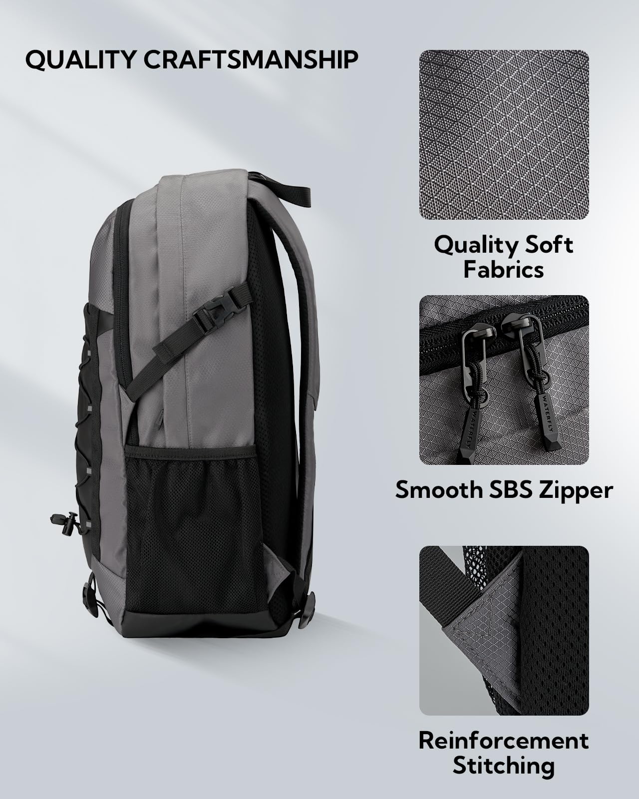 WATERFLY Plecak trekkingowy 25 l, dla mężczyzn i kobiet: sportowy plecak trekkingowy, lekki plecak outdoorowy z odpinaną klamrą piersiową, na wędrówki, podróże, kemping
