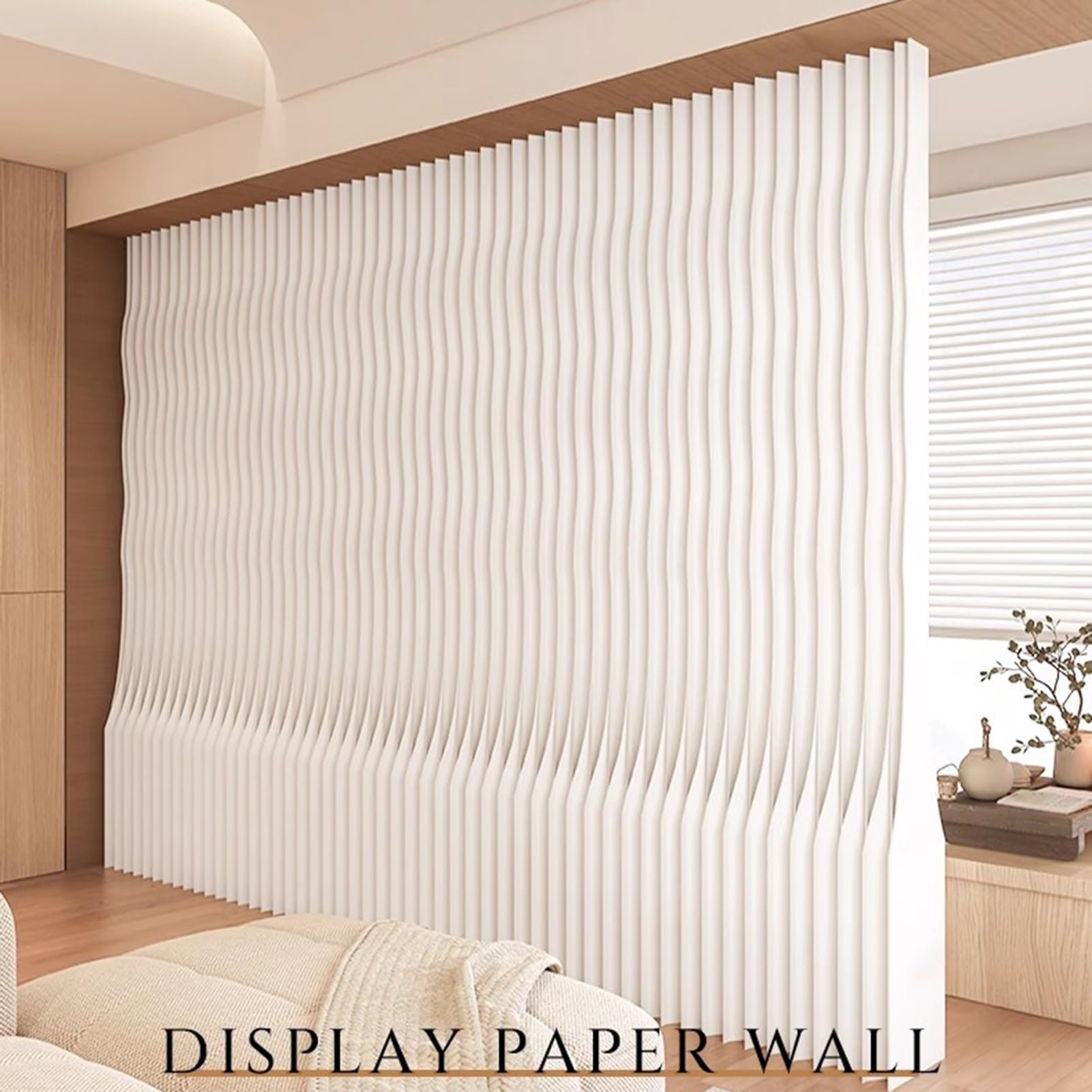 Biombo Divisor de Habitación Paper Screen Room Divider Flexible Paper Wall Partition, Foldable and Retractable Partition Wall， Suitable For Offices and Commercial Use(3x2m/9.8x6.5FT)