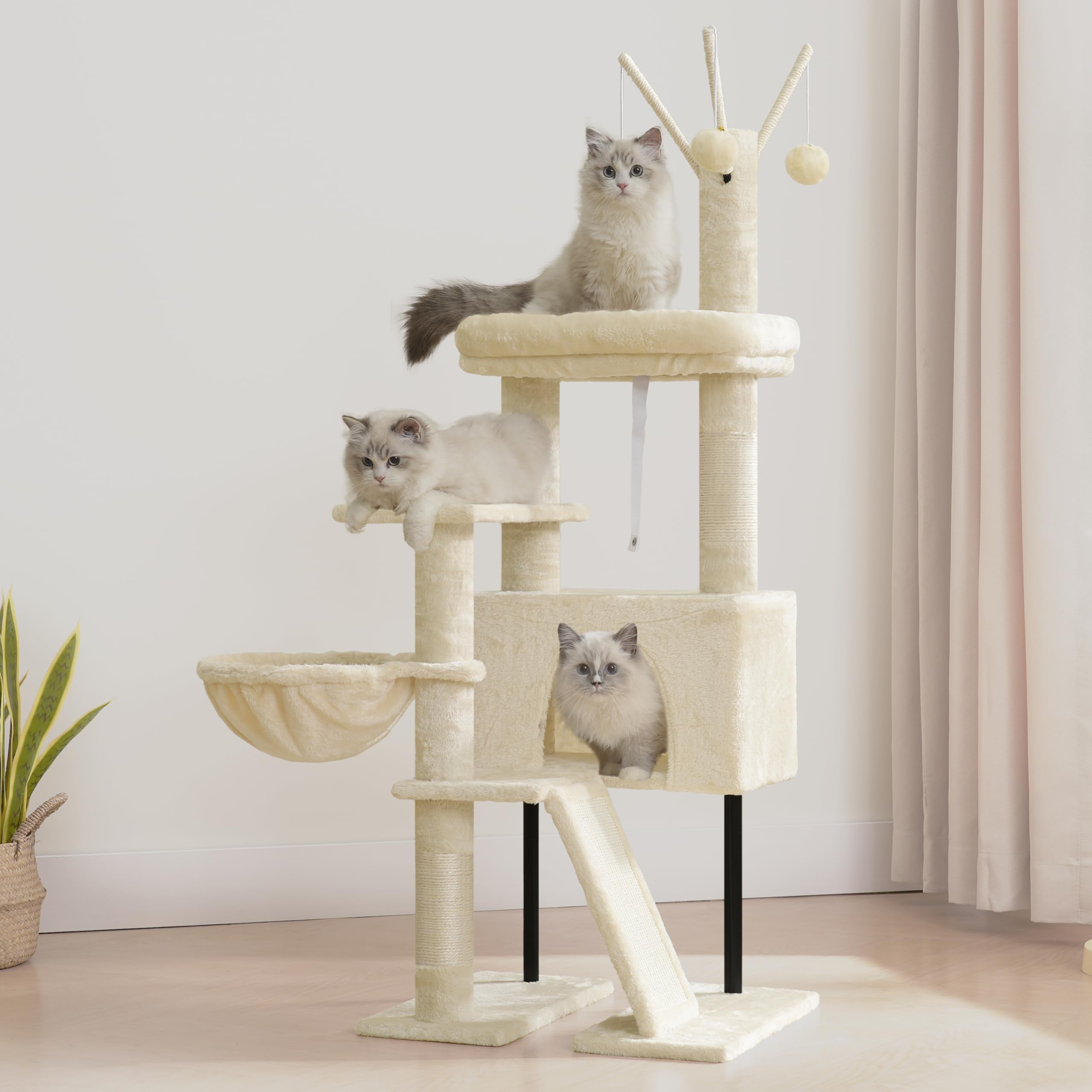 Gitelsnour Cat Tree Tower for Indoor Cats, Top Platform with Toy, GCT006SM