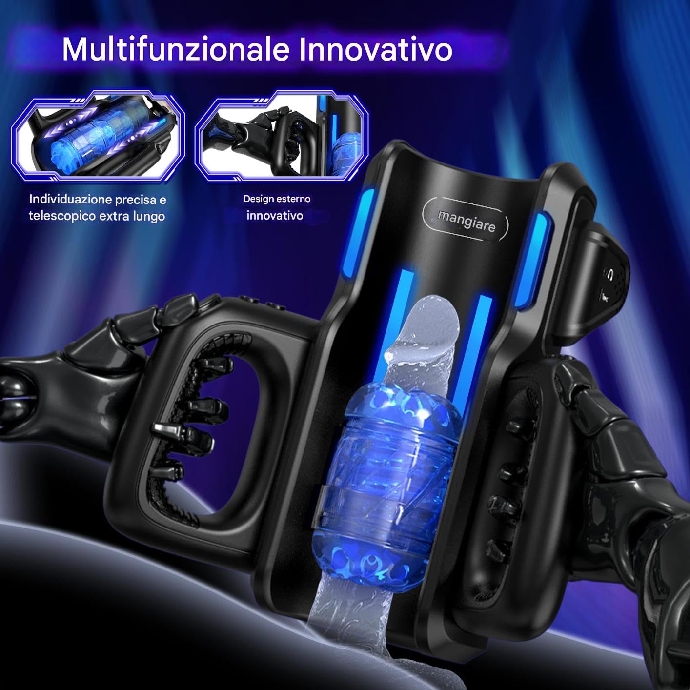 Masturbatore maschile: masturbatore automatico, dotato di 10 modalità di movimento + doppia impugnatura + supporto per cellulare + guaina (1 guaina, 1 anno), masturbatore maschile