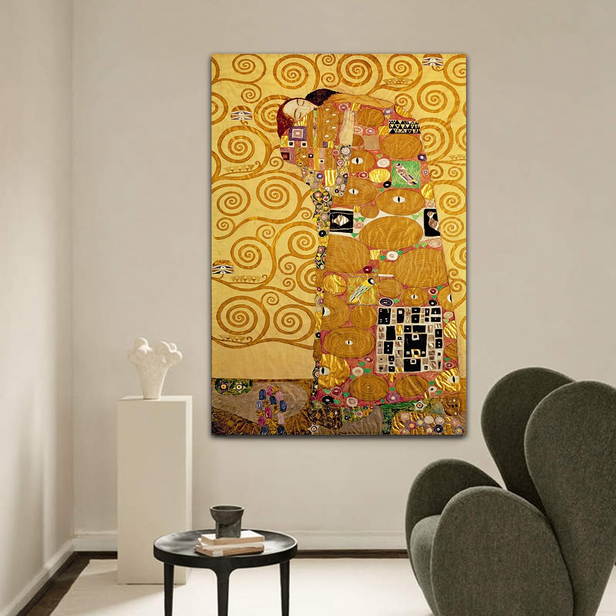 CHERHERART Fulfillment Canvas Wall Art Cartel Home Decor Gold Women's Circle Pattern Painting Grawerowanie do jadalni w domu 35 x 65 cm