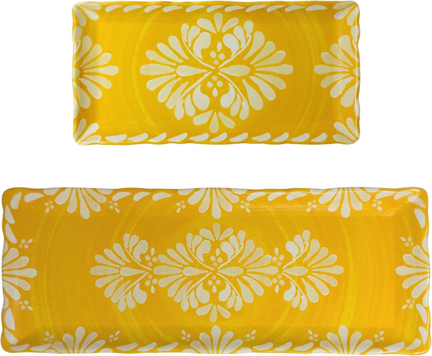 Le Cadeaux Luxury Melamine Biscuit Tray and Baguette Tray Serving Set, Paloma Yellow