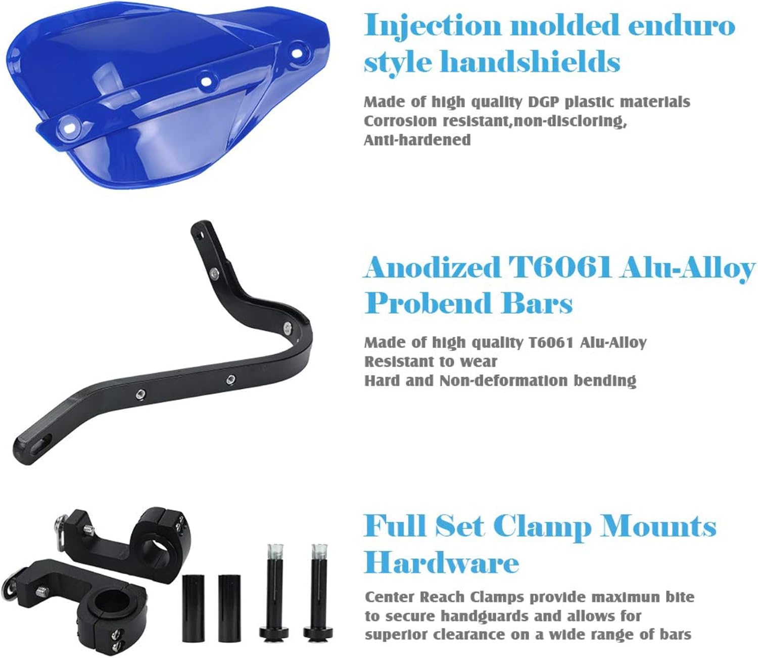 Dirt Bike Handguards Universal 7/8'' and 1 1/8'' Handlebar Motorcycle Hand Guards for Dirt bike Snowmobile Motocross Supermoto Scooter ATV Off Road (Blue)