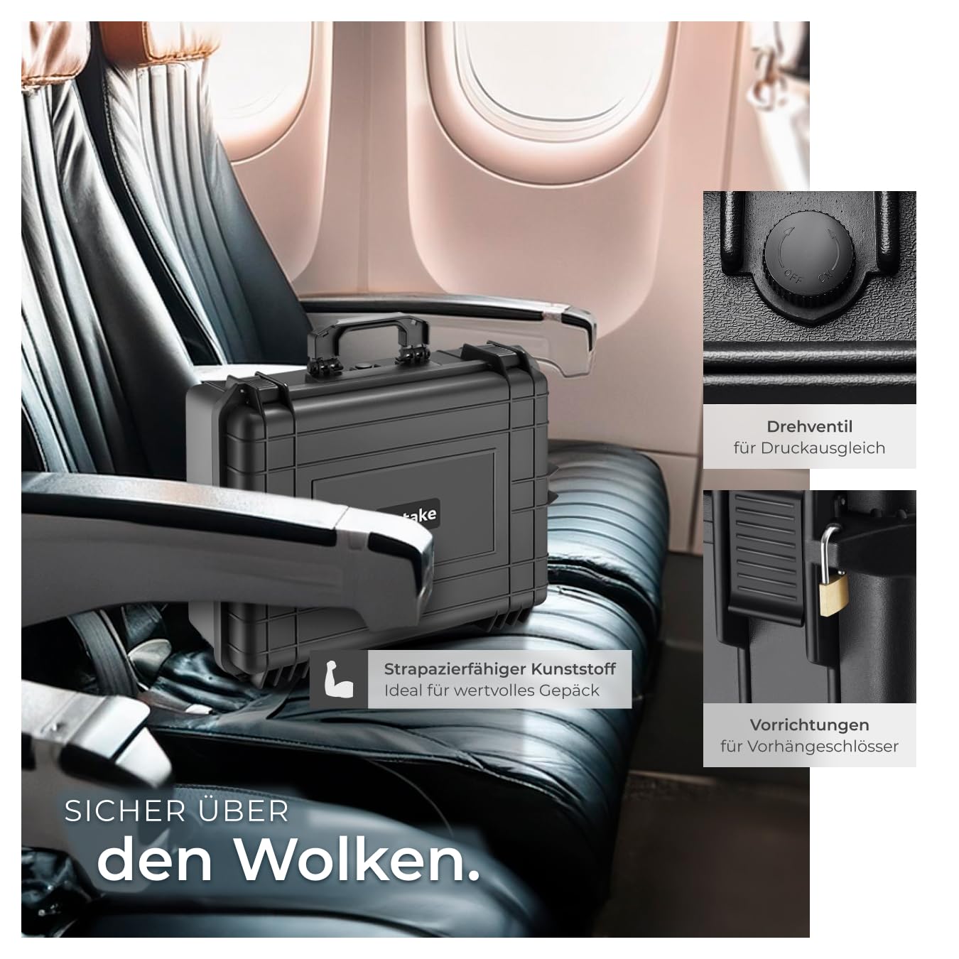 tectake® Kamerakoffer, Universalkoffer, Outdoor Box wasserdicht als Transportkoffer, Hardcase zur Lagerung von Kamera, Beamer klein, Foto Aufbewahrungsbox, LxBxH: 56 x 42 x 21 cm