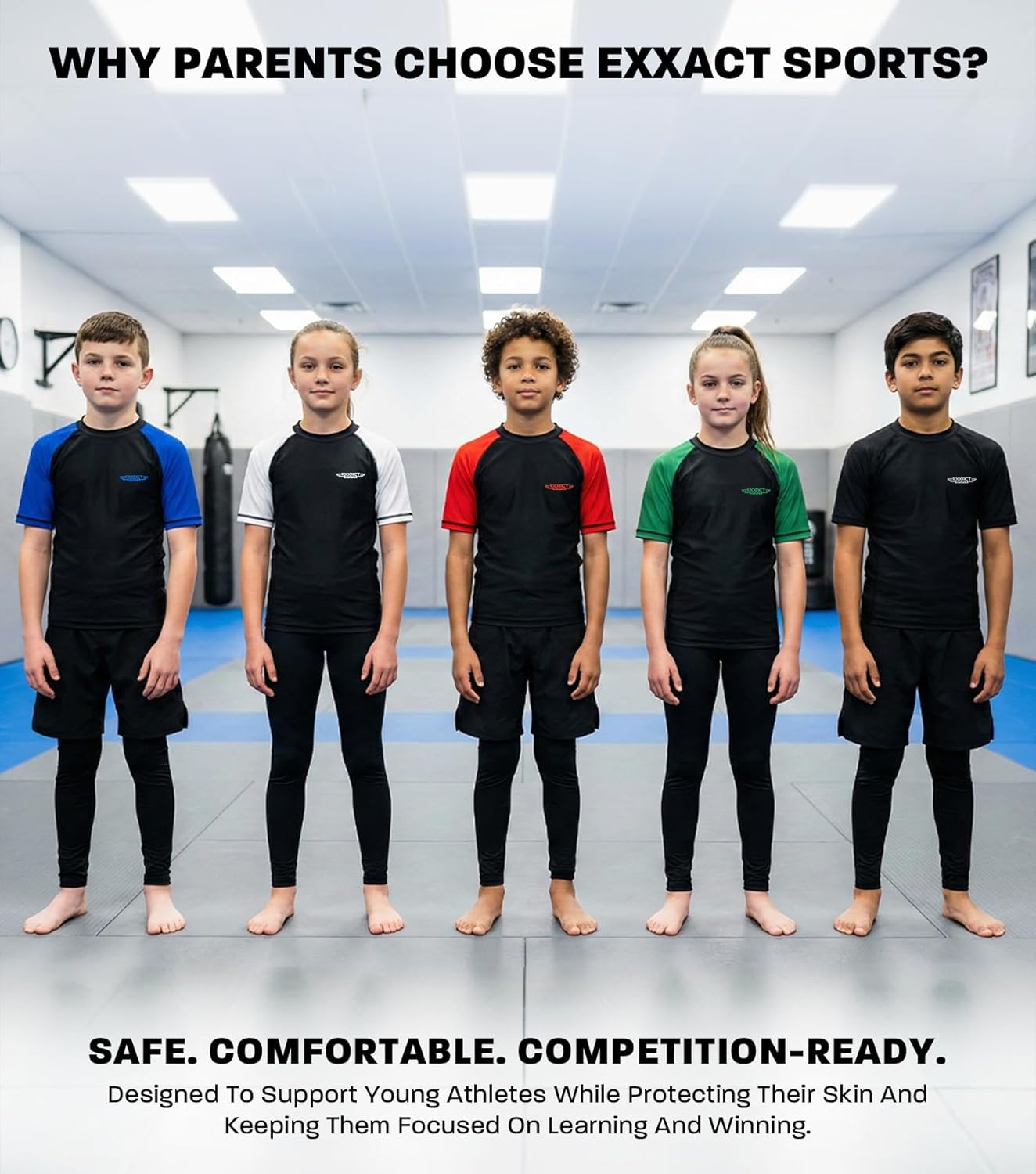 Exxact Sports Kids BJJ Rash Guard Short Sleeve, Ranked No Gi Jiu Jitsu Compression Shirt for Boys & Girls for MMA, Wrestling - Image 6