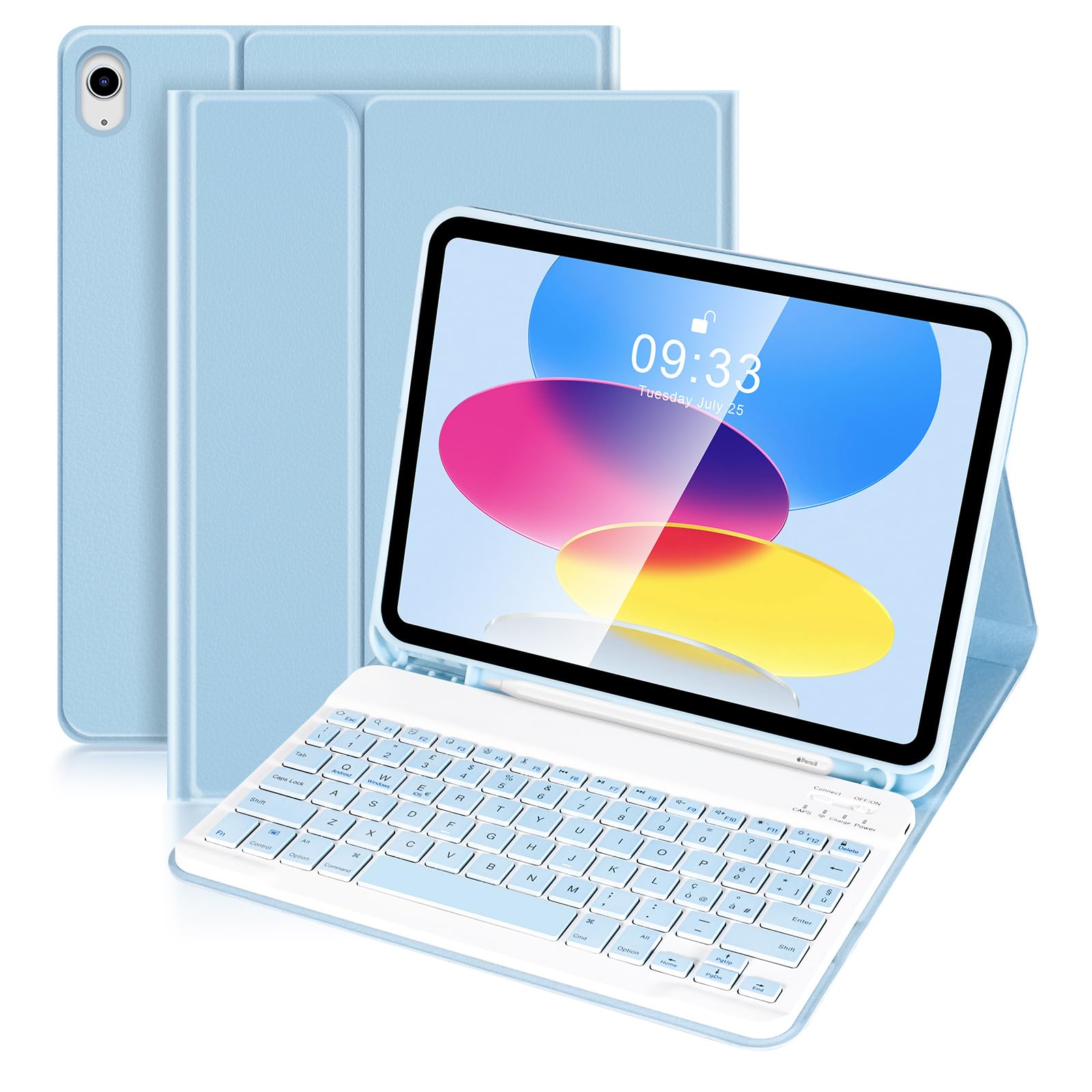 Custodia Con Tastiera Bluetooth Per IPad 11a E 10a Generazione - Rosa, Con Supporto Pencil E Batteria Lunga Durata - Foto 7