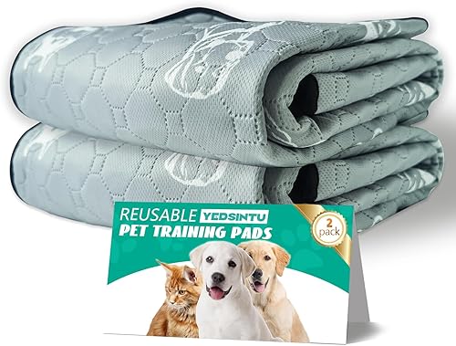 Almohadillas absorbentes para orina para perros, paquete de 2 almohadillas reutilizables para entrenamiento de mascotas, 100% impermeable, protege