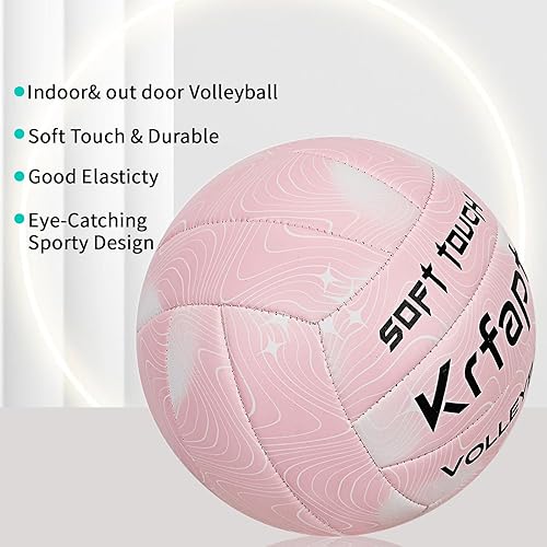Miniatura 4 de Krfapt Voleibol tamaño oficial 5, pelotas de voleibol suaves para juegos de playa en interiores y exteriores (pezones y estrellas)
