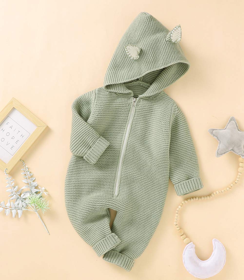 Barboteuse à Capuche en Tricot pour Nouveau-Né Filles GarçOns GrenouillèRes avec Fermeture Éclair