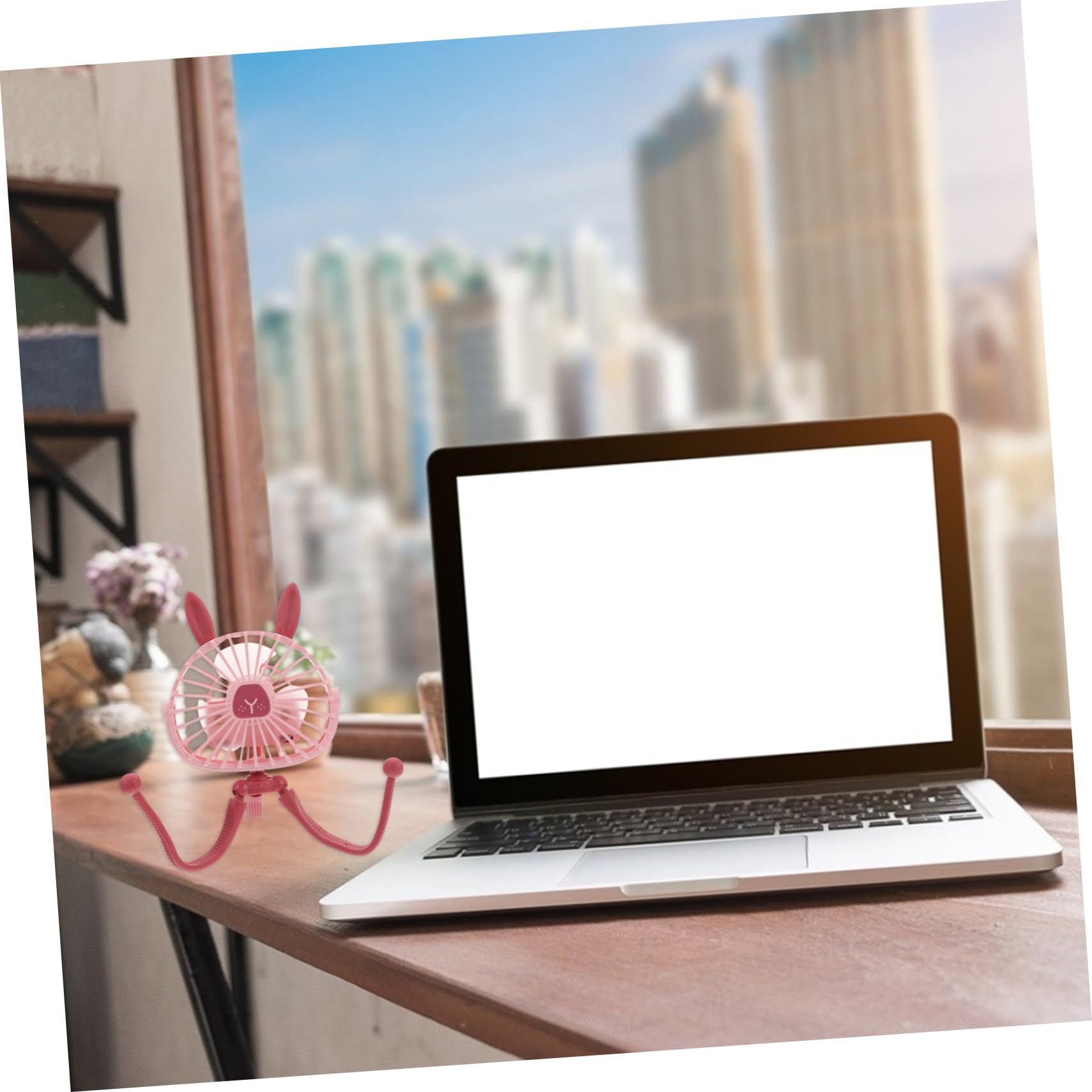 VILLCASE Rabbit Ear Fan Silent Portable Fan for Stroller Led Night Light Abs Silicone Boys and Girls Safe