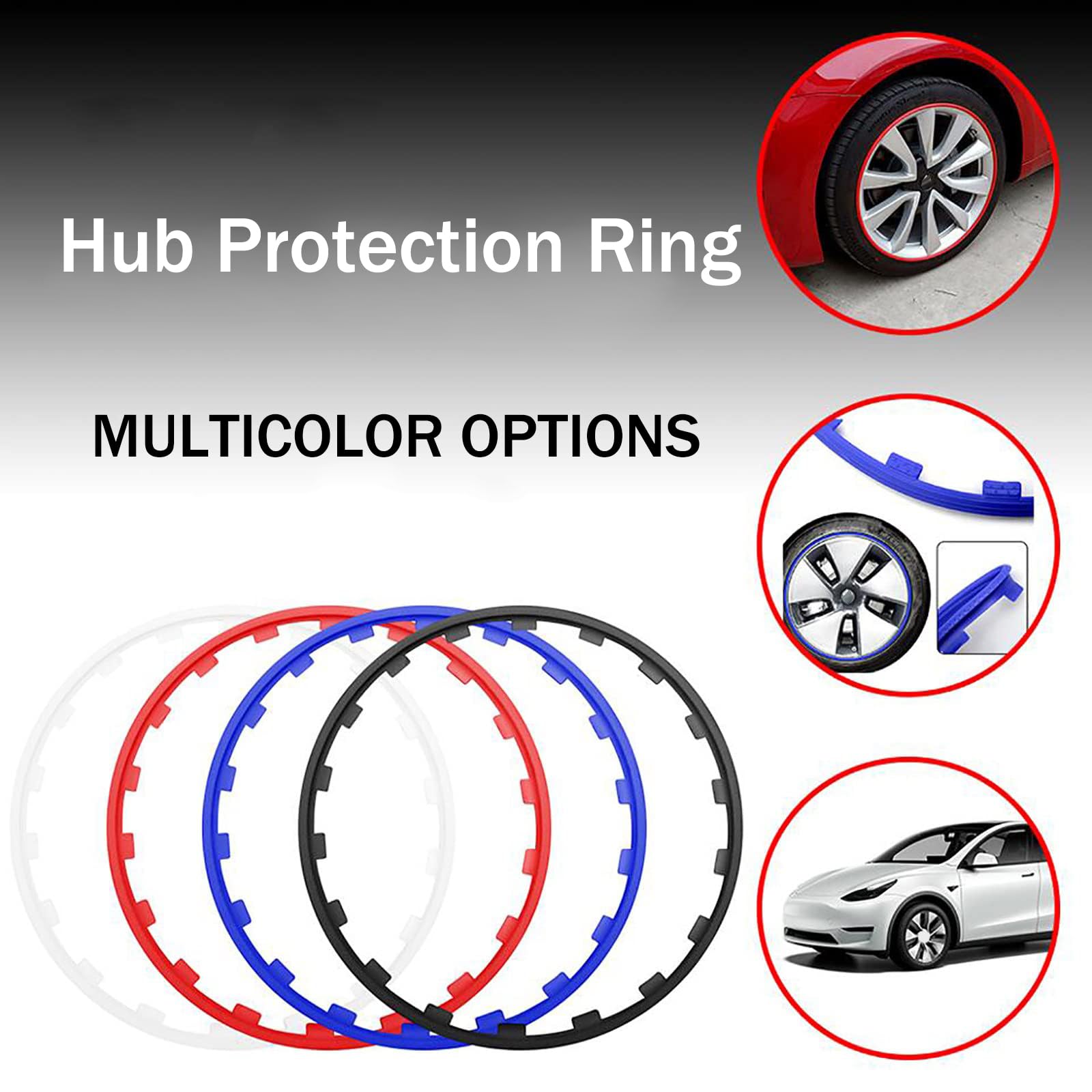 Jantes De Roue De Véhicule De Voiture (16-20 Pouces), Anneau De Protection en Quatre Pièces, Bande Décorative en Nylon Anti-Rayures, Protecteurs De Jantes pour Toutes Les Voitures,19Inch,Red