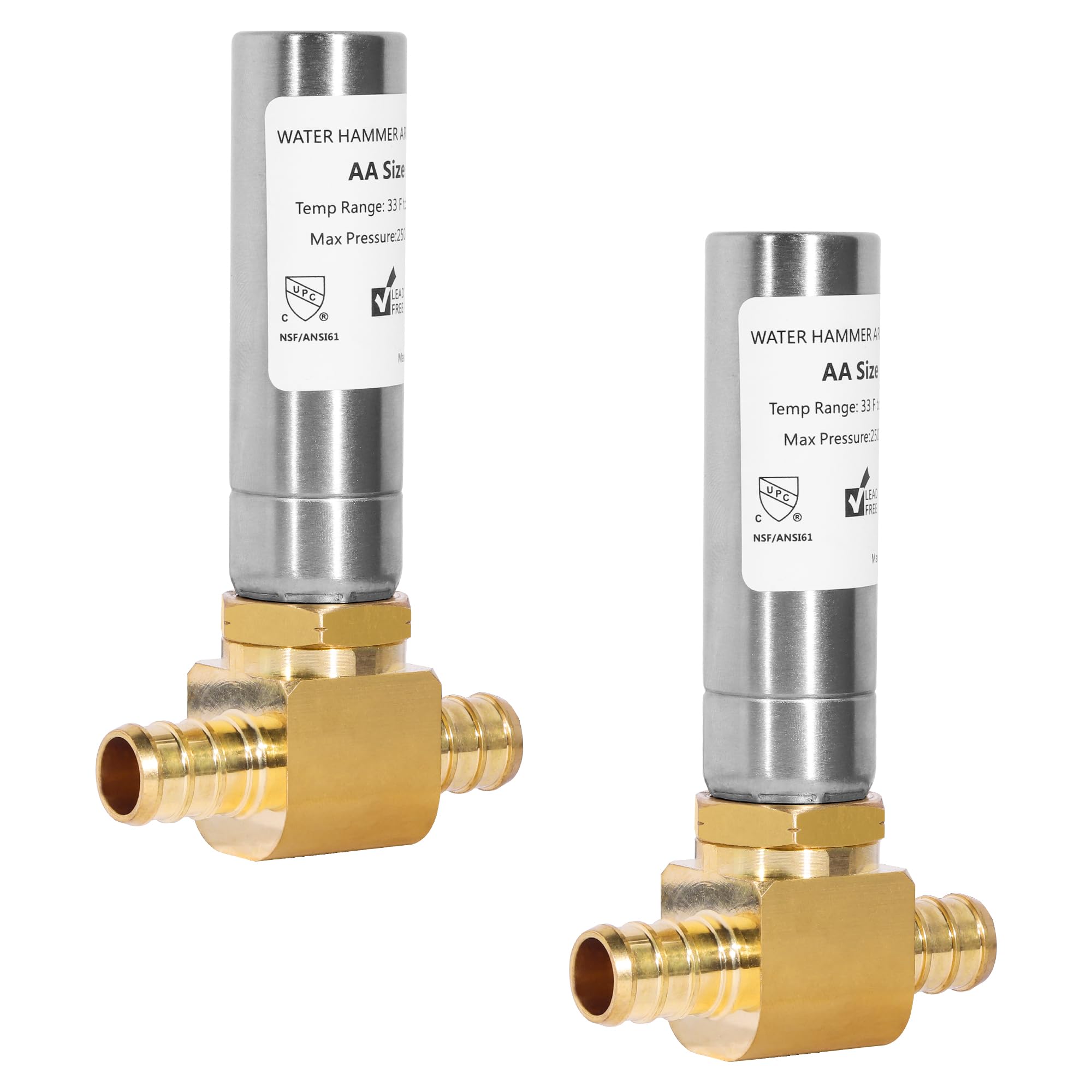 Water Hammer Arrestor 1/2" F1807 - Stainless Steel Shock Absorber For Pipes (4 Pack)