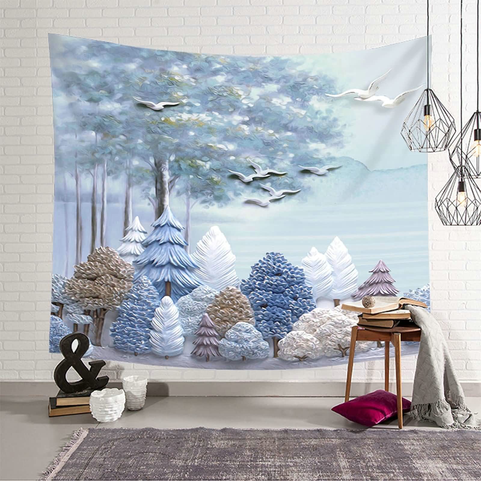 Tapiz de pared KnSam de 150x130 cm para renovar tu habitación aburrida con un estilo natural azul