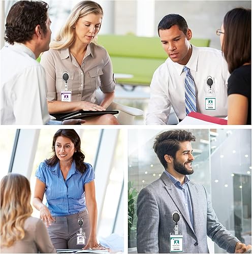 Miniatura 7 de Paquete de 50 carretes retráctiles con mosquetón para cinturón y llavero retráctiles para trabajadores de oficina, médicos, enfermeras