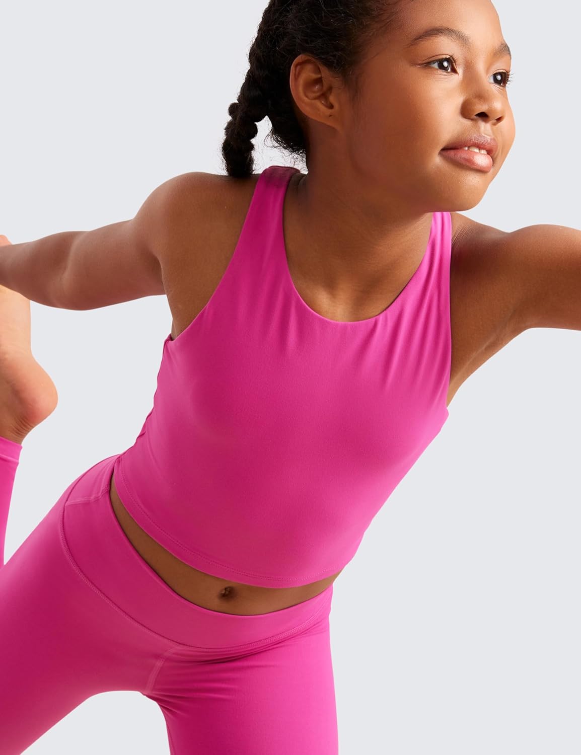 CRZ YOGA Girls Butterluxe Double Lined Racerback Crop Tank Tops - High Neck Dance Yoga Athletic Casual Tight Kids Teen - Image 5