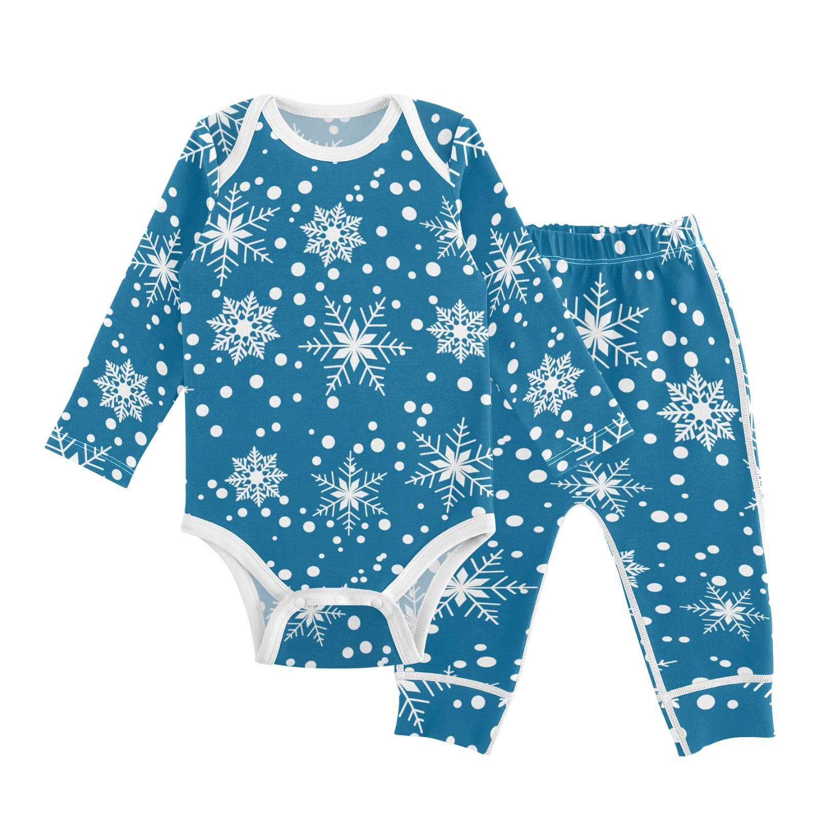 vvfelixl Baby Bodysuits Pants Sets Snowflakes Dots Long Sleeve Baby Onesie Clothes for Boys Girls 3-6M