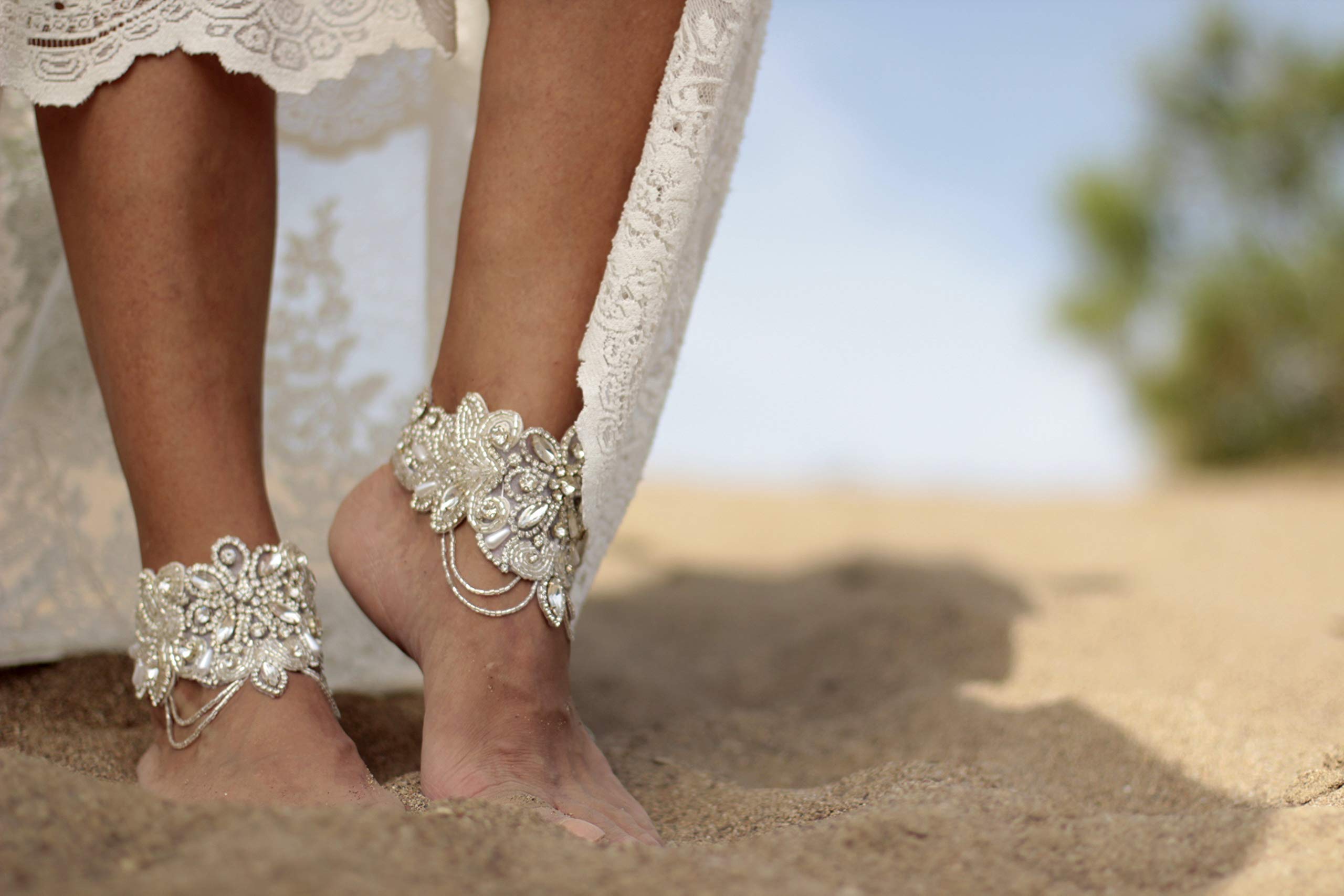 Fairy shine beach wedding barefoot sandals