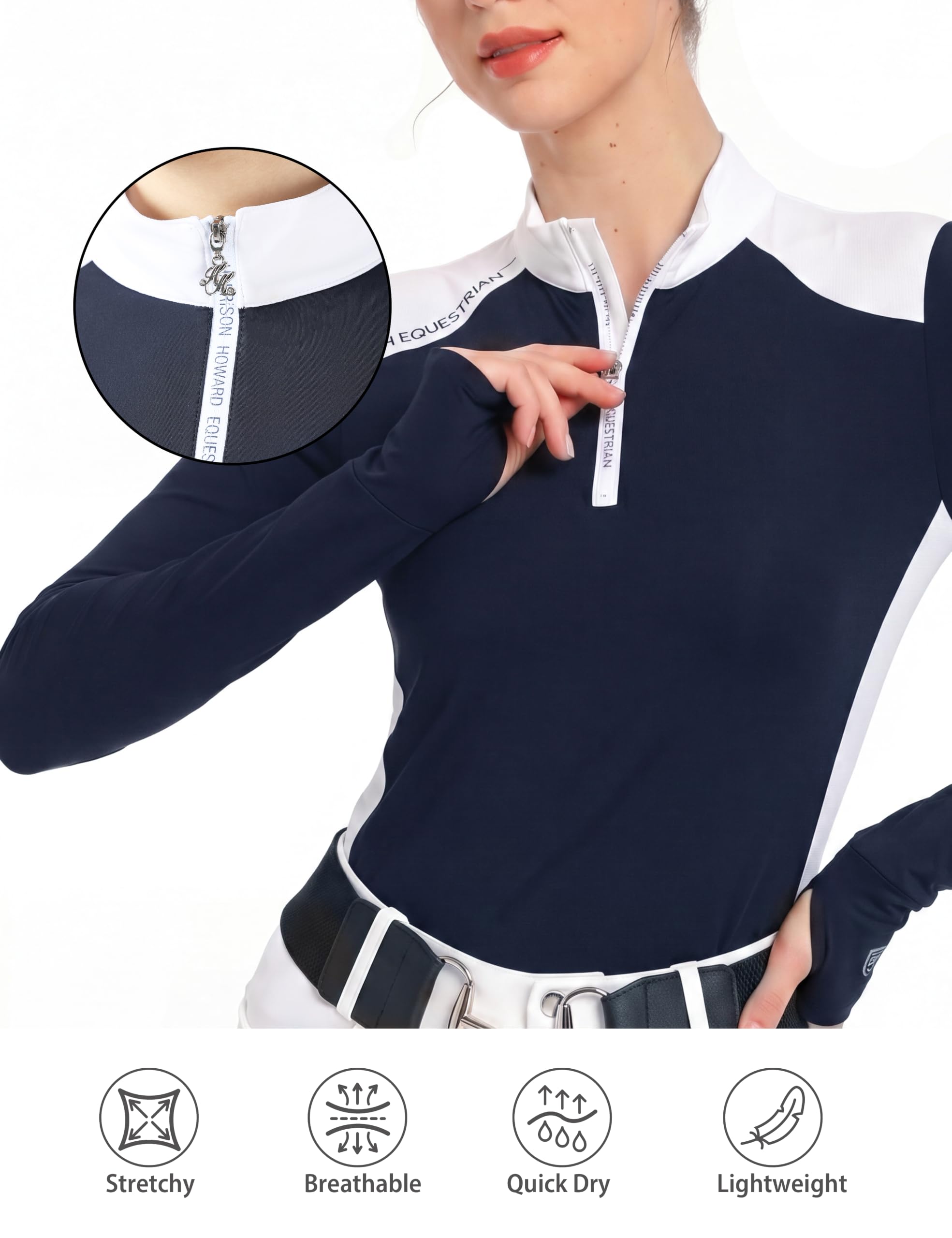 Harrison Howard Damen Reitshirt Reitsport Show Shirt Reiten Reitshirts für Frauen Gespleißte Schulter