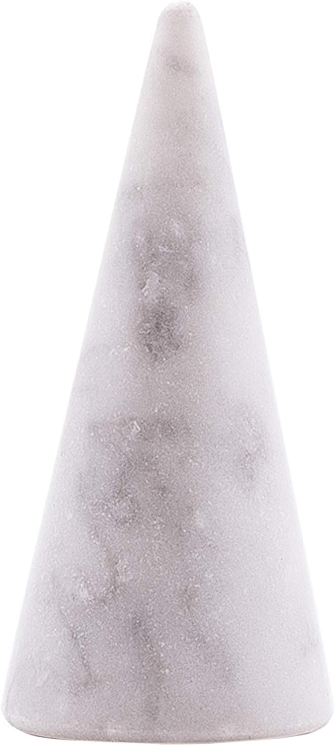 Ring Holder Cone Genuine Solid White Carrara Marble - Raw Unpolished | Ring Jewelry Display Stand (White marble, 1)
