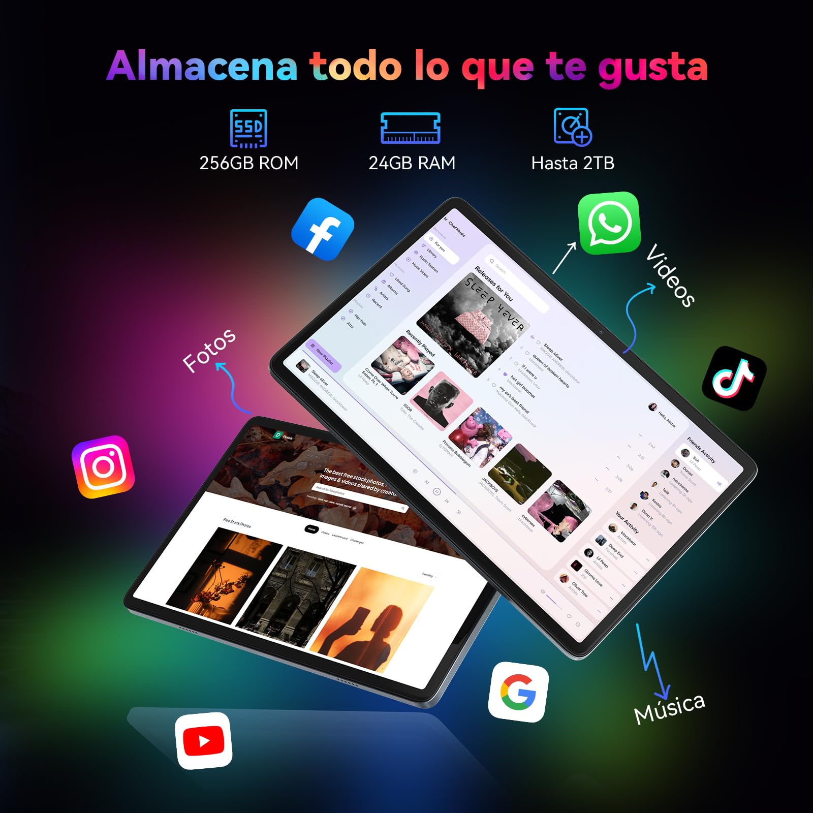 2026 Tablet 10 Pulgadas Android 16, 24GB RAM + 256+2TB TF, Gemini AI, Octa-Core, 5G WiFi 6, Widevine L1, GMS, GPS, BT 5.0, 5000mAh, 5+8MP, 3.5mm Audio, FHD Tablet con Teclado + Ratón + Funda