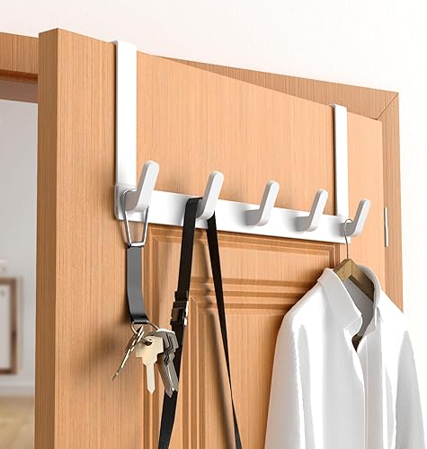Miniatura 9 de CHAUNCEY HOME Ganchos para colgar sobre la puerta con brazos extendidos, accesorios de baño y organización de toalleros, 1 paquete, color blanco