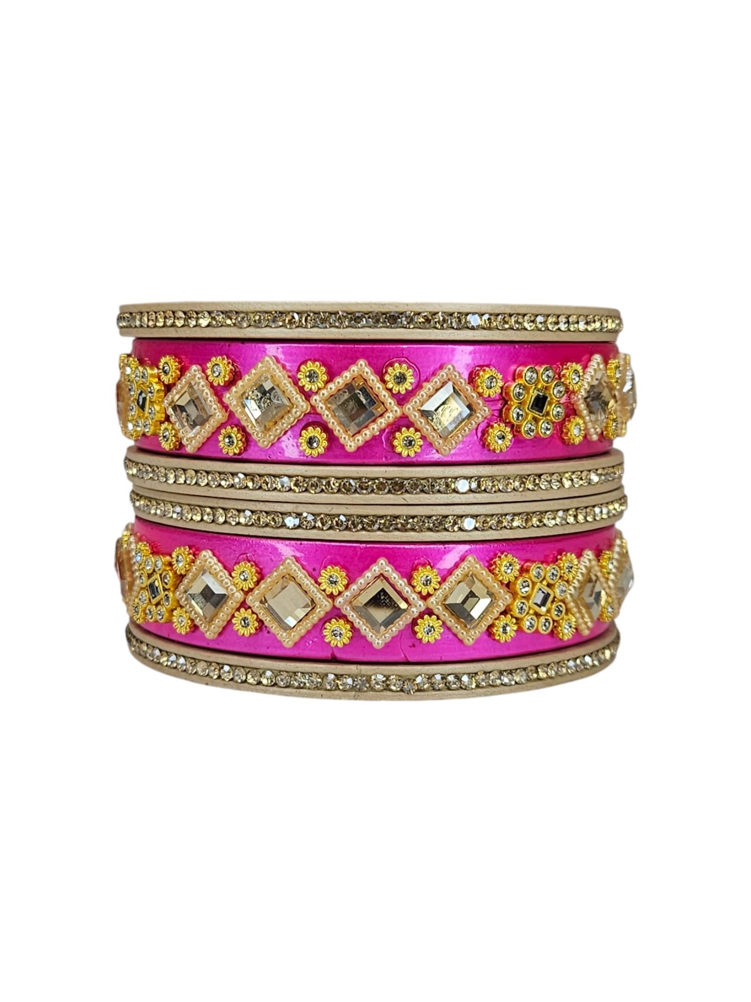 Lac Bangle Set for Women | Indian Bridal Trending Bangles | Designer Stone Work Lakh Chuda Set | Traditional Ethnic Jewelry | Wedding, Festival, Party Use Bangles Set | Set of 6Pc-image-48