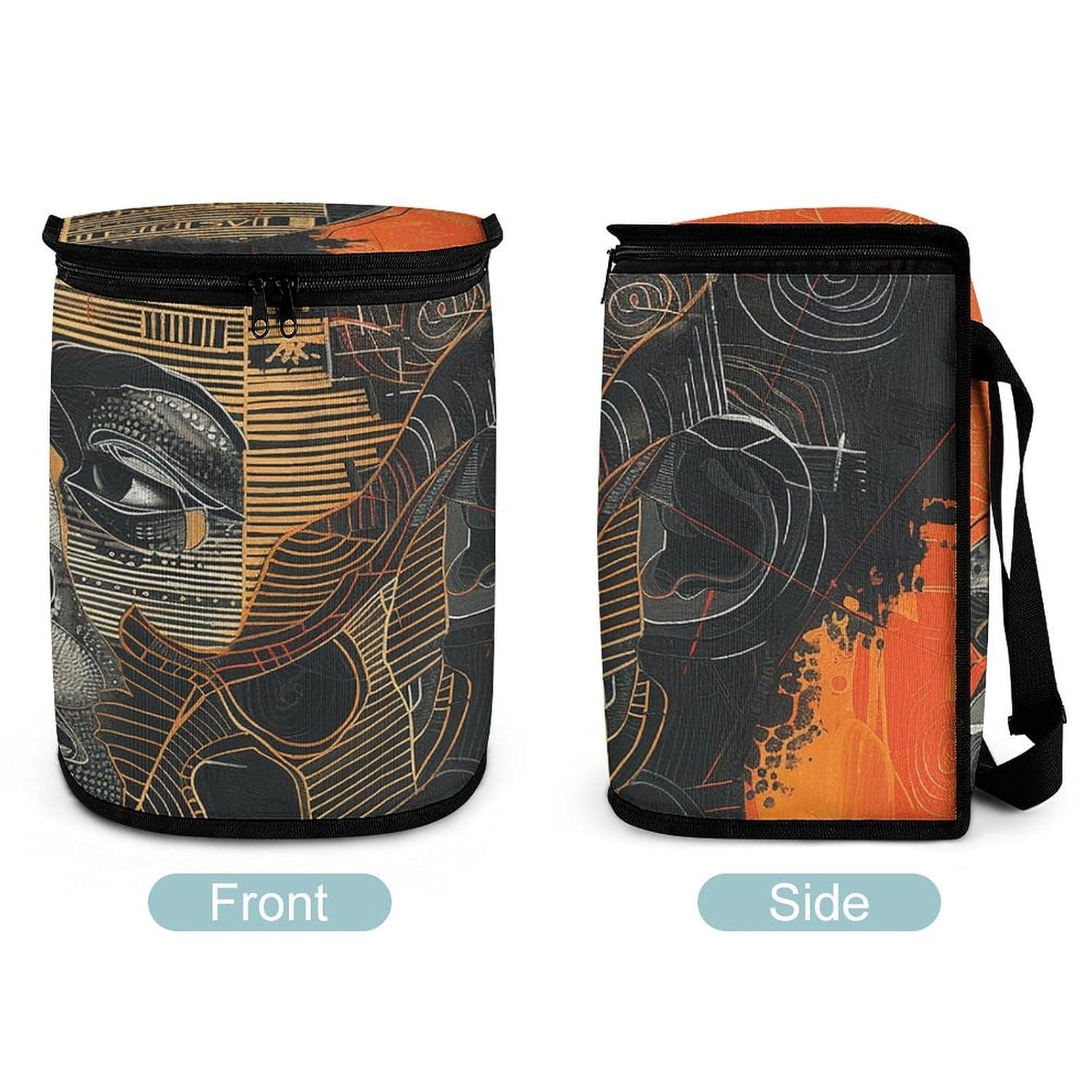 MUSM Leakproof Car Trash Can 2.5 Gallon, Durable Automotive Garbage Bag with Waterproof Liner, Orange and Black Trash Bag for Car, Truck, RV & Bathroom