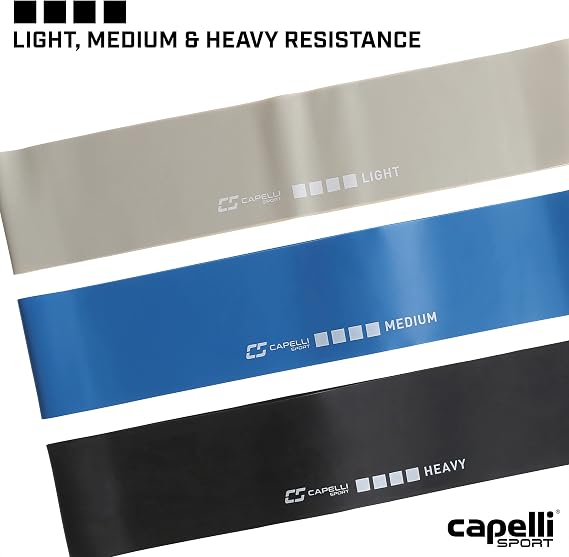 Capelli Sport Resistance Bands, Light, Medium and Heavy Exercise Loop Bands, Multicolor, 14 Inch, Pack of 3