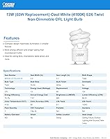 Vista 3 de Feit Electric 60W Equivalent CFL Twist Light Bulb on GU24 Base, Non-Dimmable, 900 Lumens, 10K Life Hours, 4100K Cool White, 6 Pack