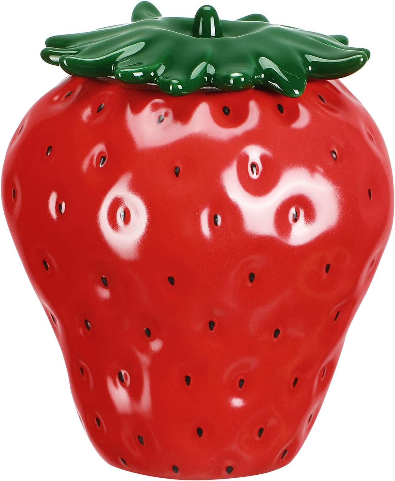 IMIKEYA Strawberry Shaped Canisters, Strawberry Ceramic Cookie Jars Farmhouse Jars With Lids Biscuit Treat Container Food Storage Tin for Tea Sugar Flour
