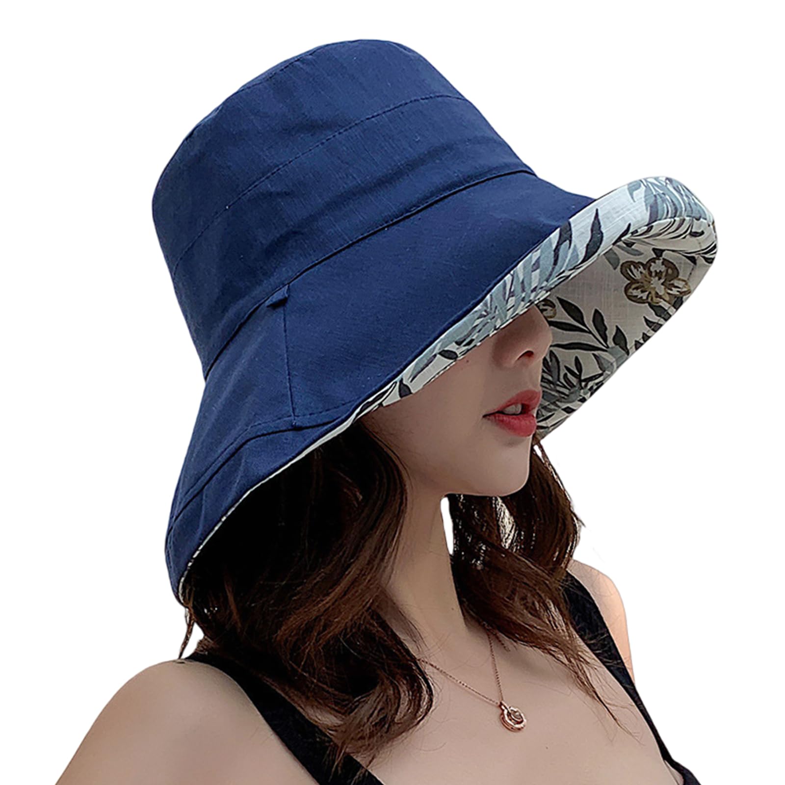 Sombreros for el Sol, Sombrero de Paja, Playa, Pescador con ala Ancha y protección UV for Mujer, Plegables, Reversibles Doble Cara