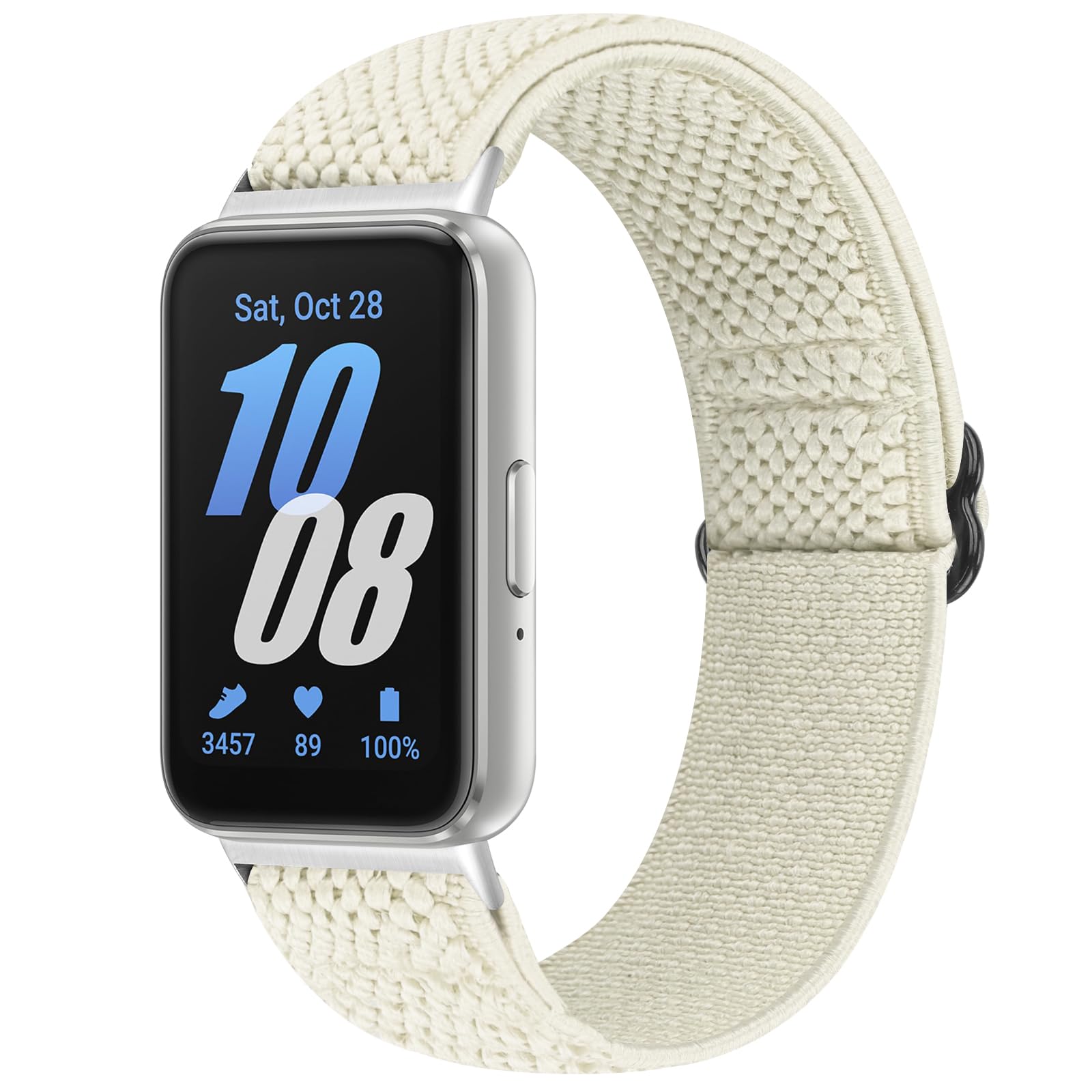 Yunshare Elastic Nylon Wristband Compatible with Samsung Galaxy Fit 3, Adjustable Stretchy Nylon Replacement Strap for Galaxy Fit3 SM-R390 for Men and Women, Nylon, No gemstone
