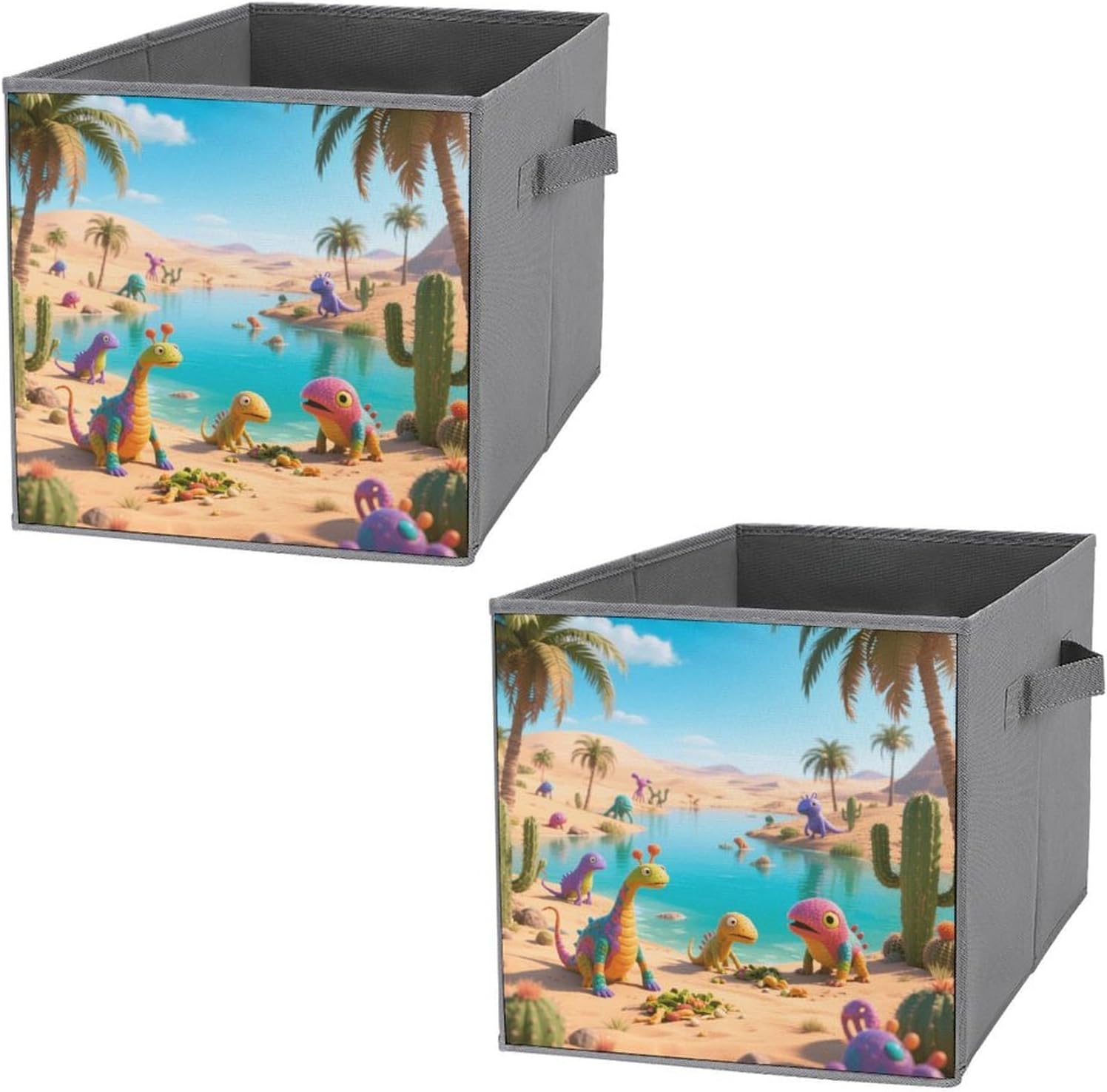 2-piece Oxford Cloth Storage Box Desert Oasis Printed Storage Box for Clothes/shoes Multi-purpose Wardrobe And Cabinet Storage