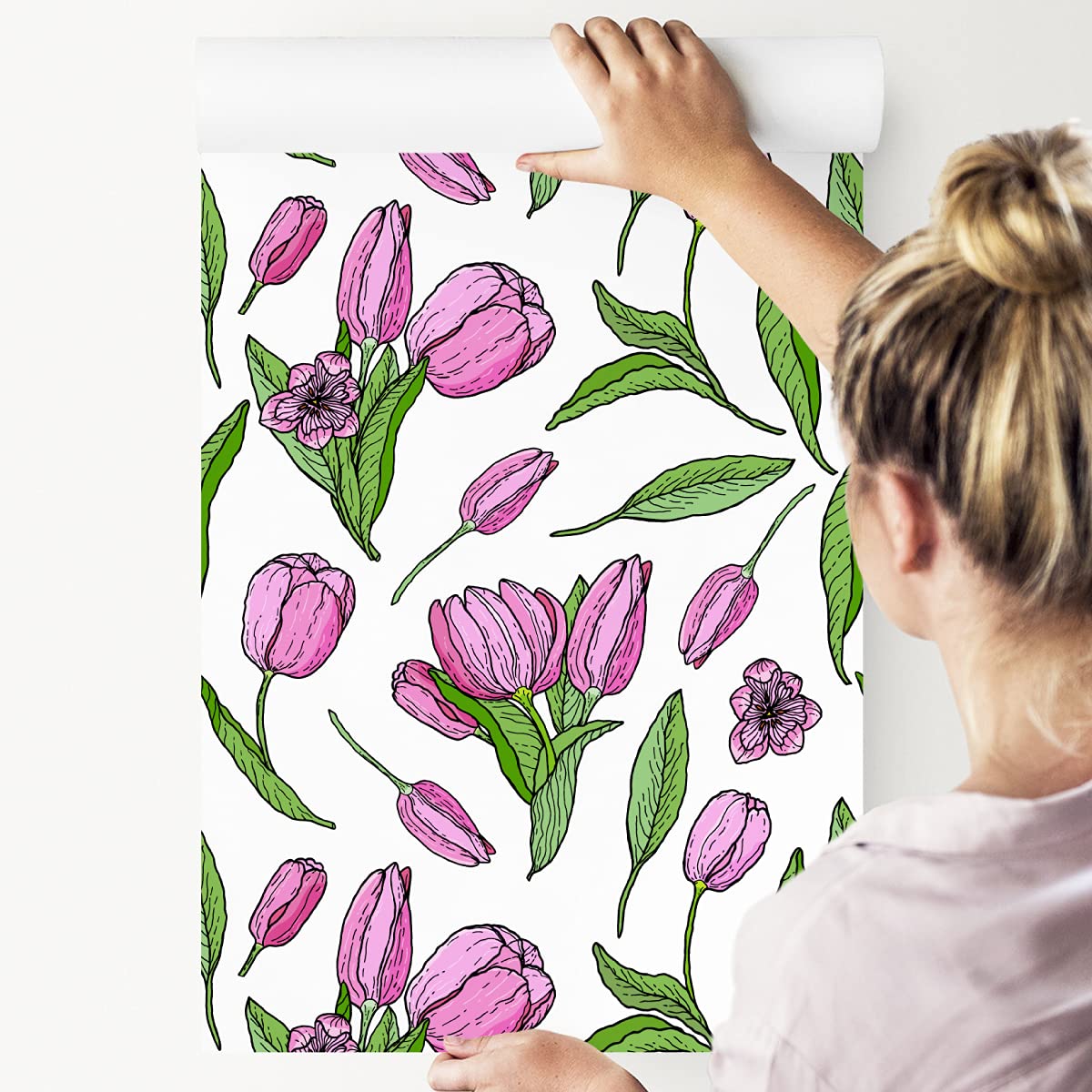 Muralo Tapeta 10 m, rolka flizeliny, natura, rośliny, kwiaty, tulipany, kwiaty polne, tapeta z włókniny, 1000 x 53 cm, tapeta ścienna, do salonu, sypialni, nowoczesna dekoracja ścienna