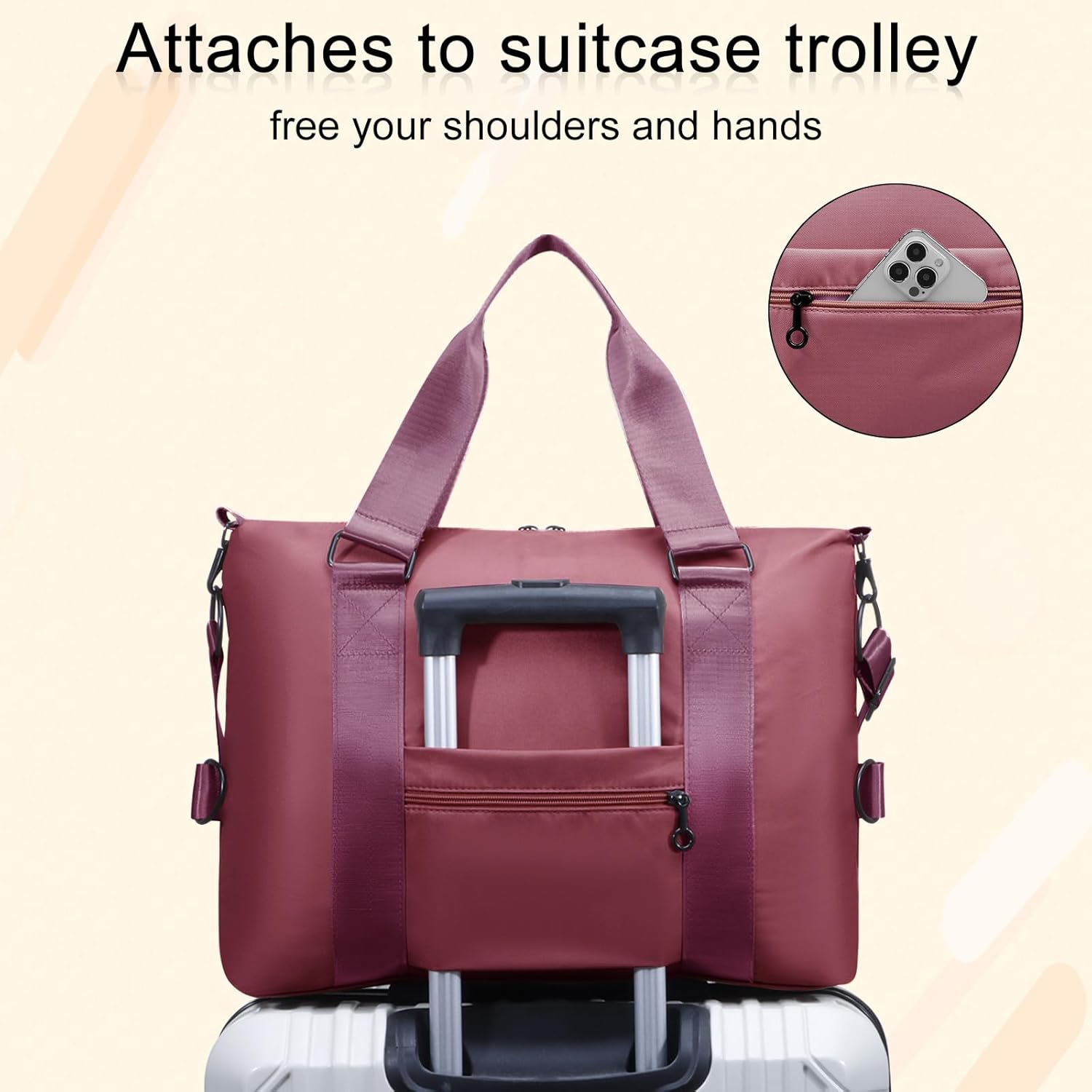 HUA ANGEL Women's Sports Duffle Bag Waterproof Travel Gym Bag with Multi-Pocket for Fitness Yoga Work Weekend Business Trips - Image 4