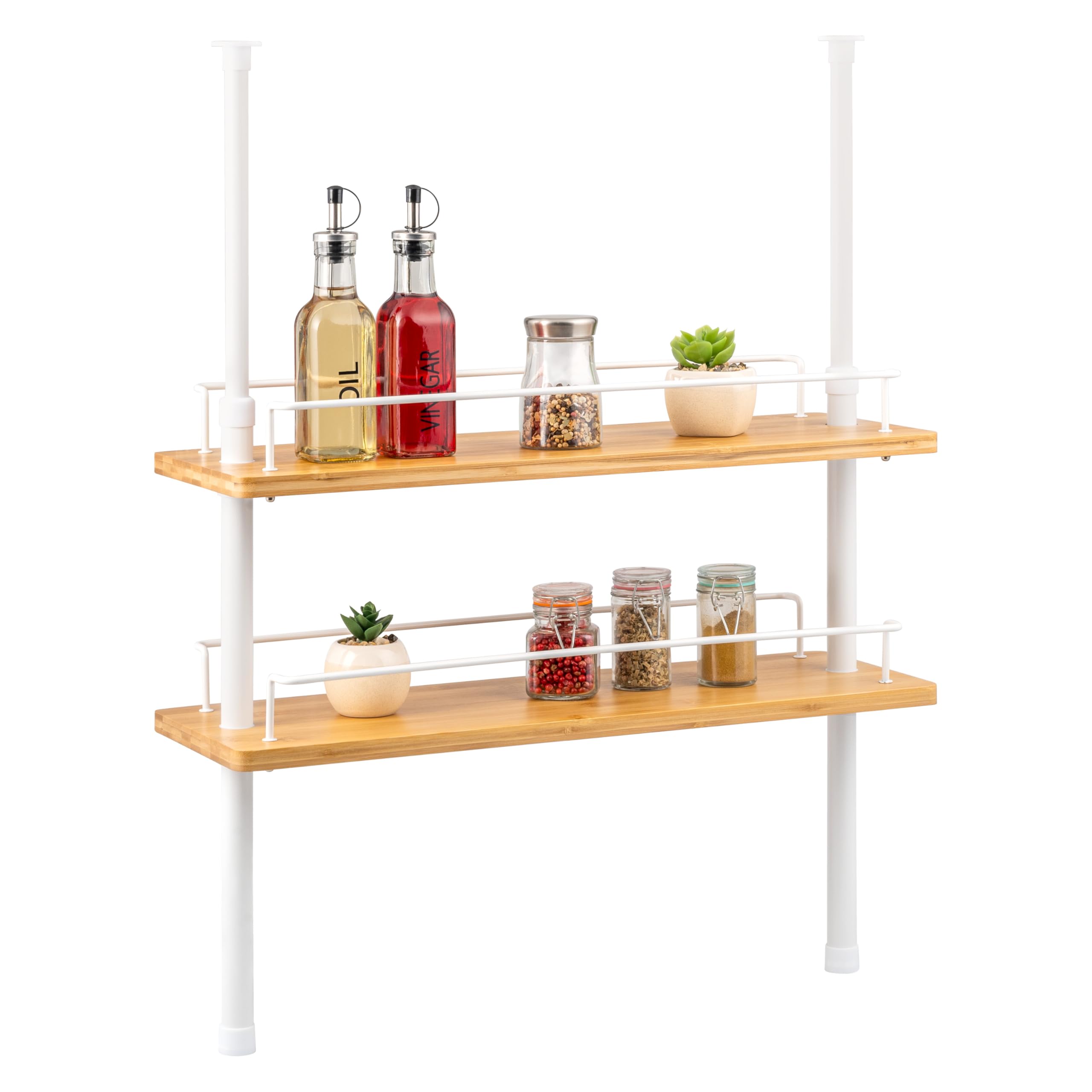 bremermannTelescopic Spice Rack 2 Shelves Bamboo White