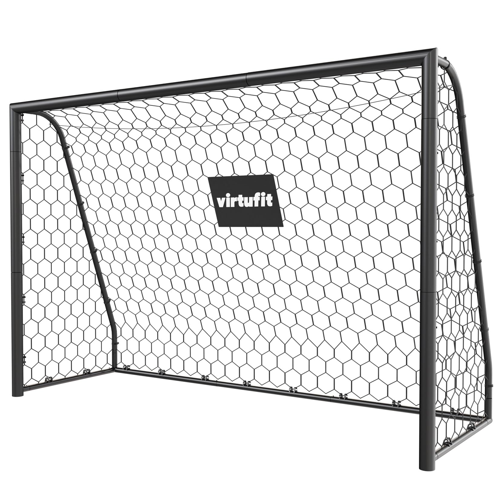 VirtuFit Porta da calcio Premium 240 x 160 x 85 cm – Porta da calcio stabile in acciaio – resistente alle intemperie, con rete e ancoraggi a terra – per bambini, ragazzi e adulti – ideale per