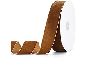 Brown Velvet Ribbon 1.5" x 20Yd for Gift Wrapping, Bows, Wreaths, Weddings, and Christmas