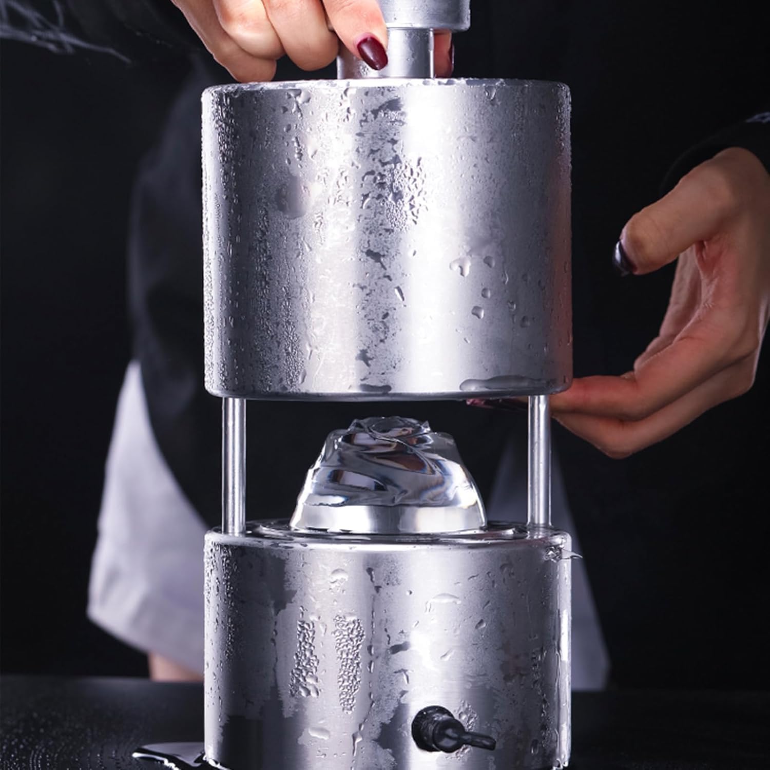 Prensa de hielo con forma de rosa, para bares y tiendas de bebidas, 70 mm, no requiere energía