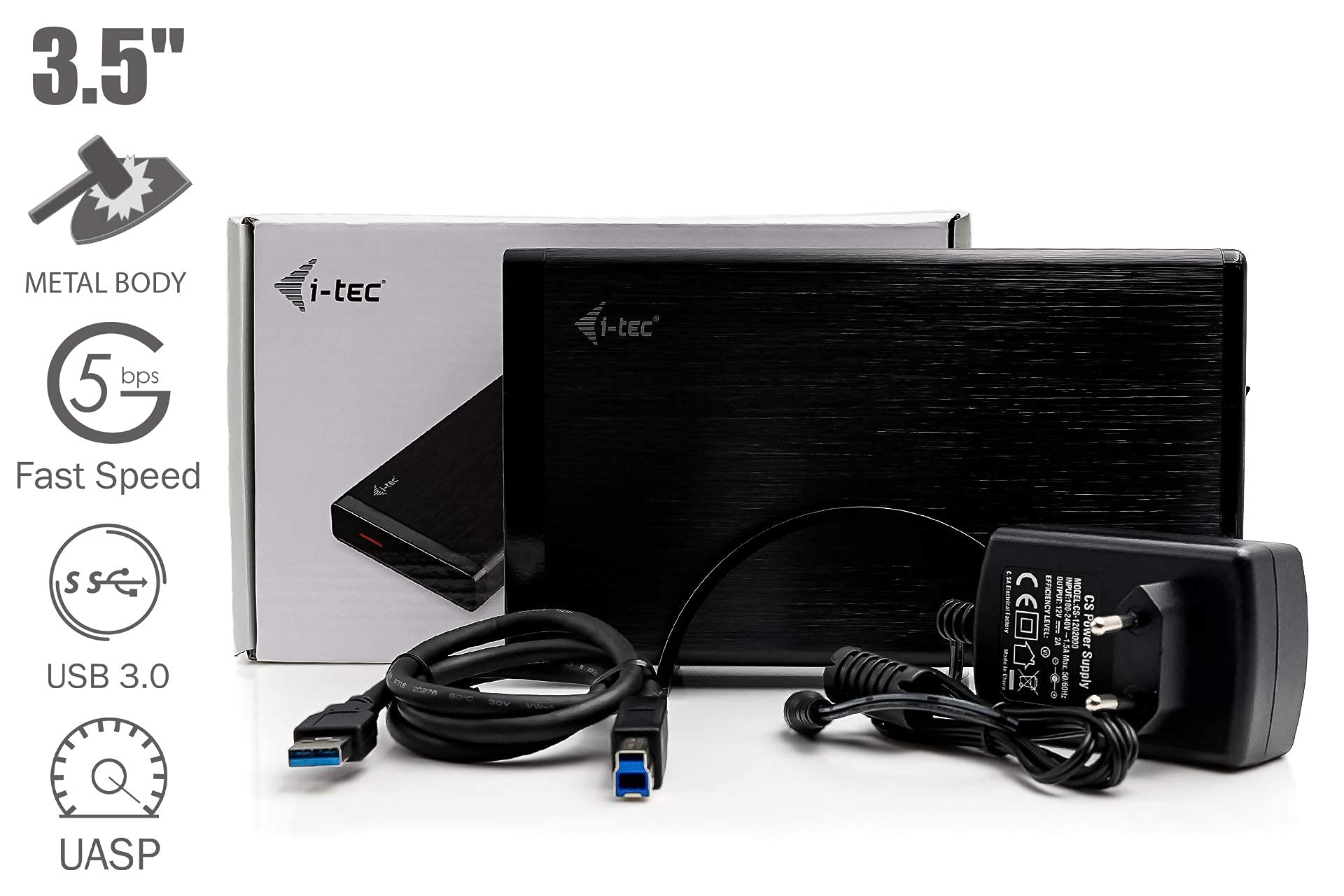 i-tec Externe Festplatte 1TB 3,5" USB 3.0 mit Netzteil für PC Laptop Xbox Ps4 Ps5 TV kompatibel mit Windows Mac Linux