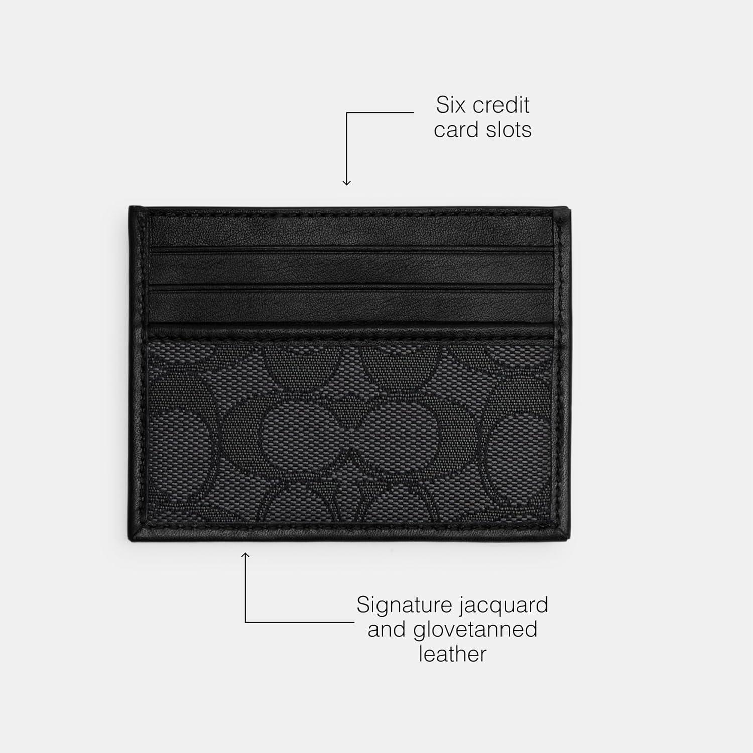 COACH Refined Card Case in Signature Jacquard Charcoal/Black One Size - Image 3