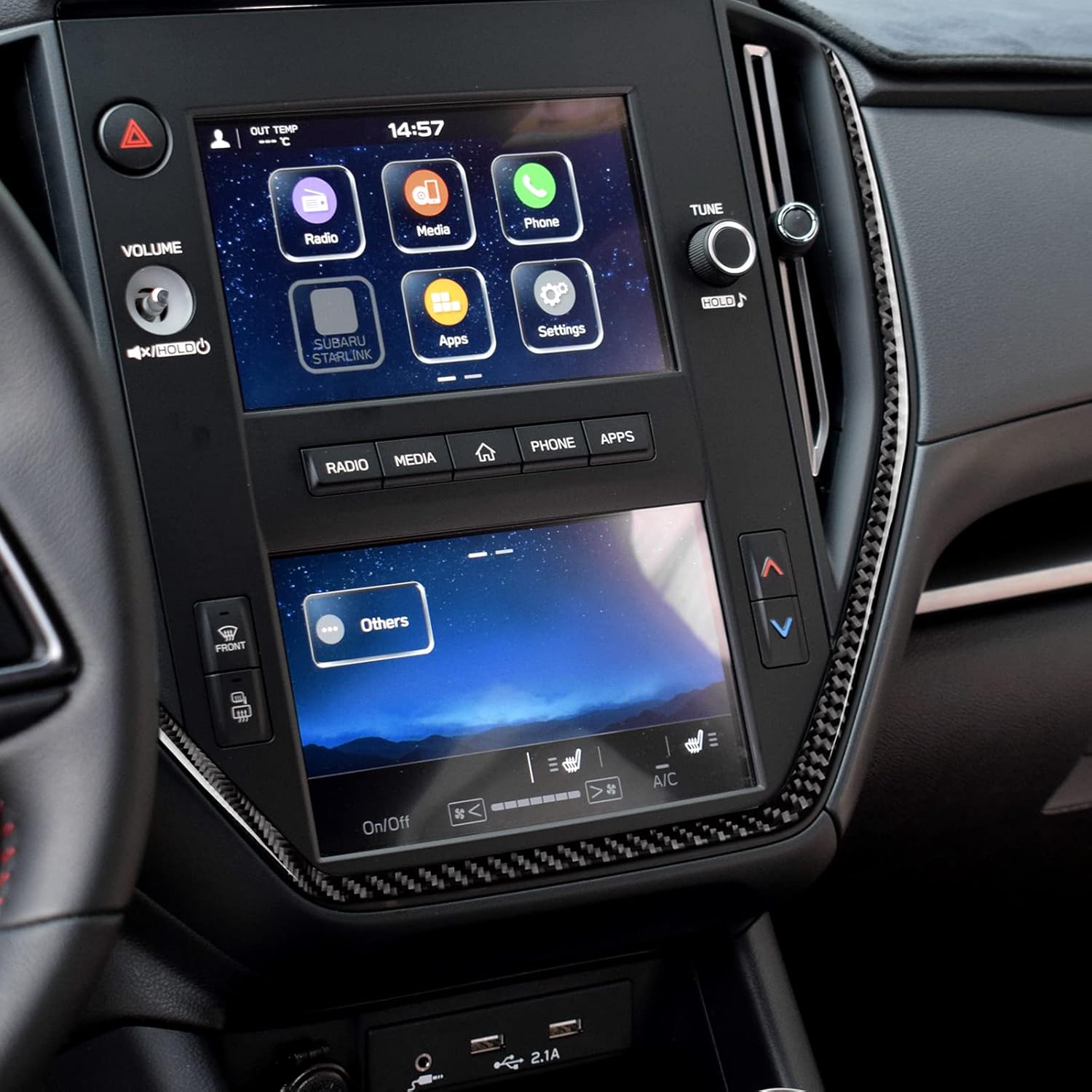 AIRSPEED for Subaru WRX/WRX STI 2022 2023 for Crosstrek 2024 Car Center Console Navigation Frame Decorative Strip Cover Sticker Carbon Fiber Accessories Trim, Black