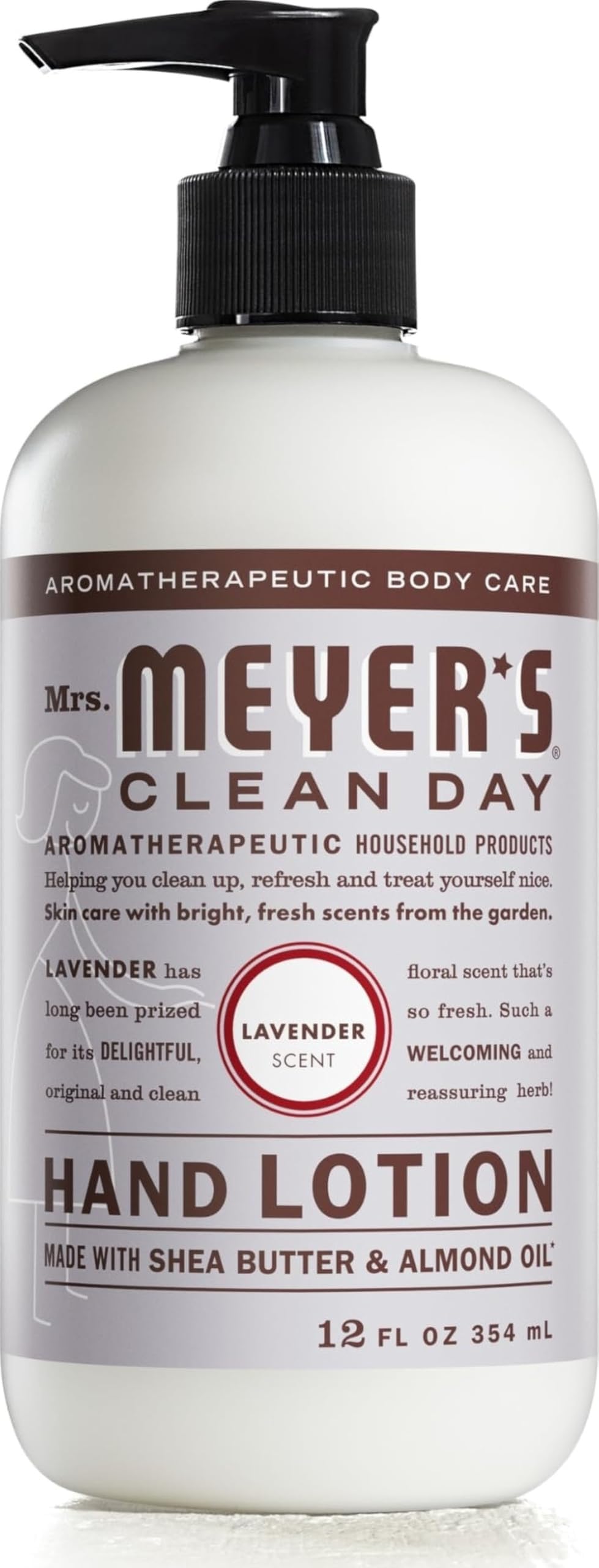 MRS. MEYER'S CLEAN DAY Hand Lotion for Dry Hands, Non-Greasy Moisturizer Made with Essential Oils, Lavender, 12 oz | Softens and Moisturizes Hands, Non-Greasy, Made with Essential Oils, Shea butter, & Almond Oil, Works on Dry Skin