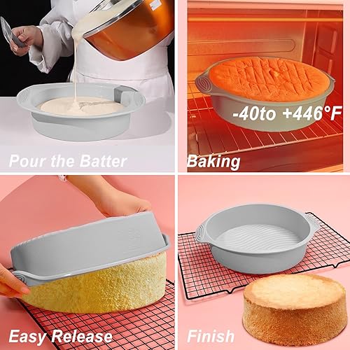 Miniatura 4 de Juego de utensilios de silicona antiadherente 7 en 1 para tartas que incluye molde para hornear, molde para pasteles, molde para pasteles, molde