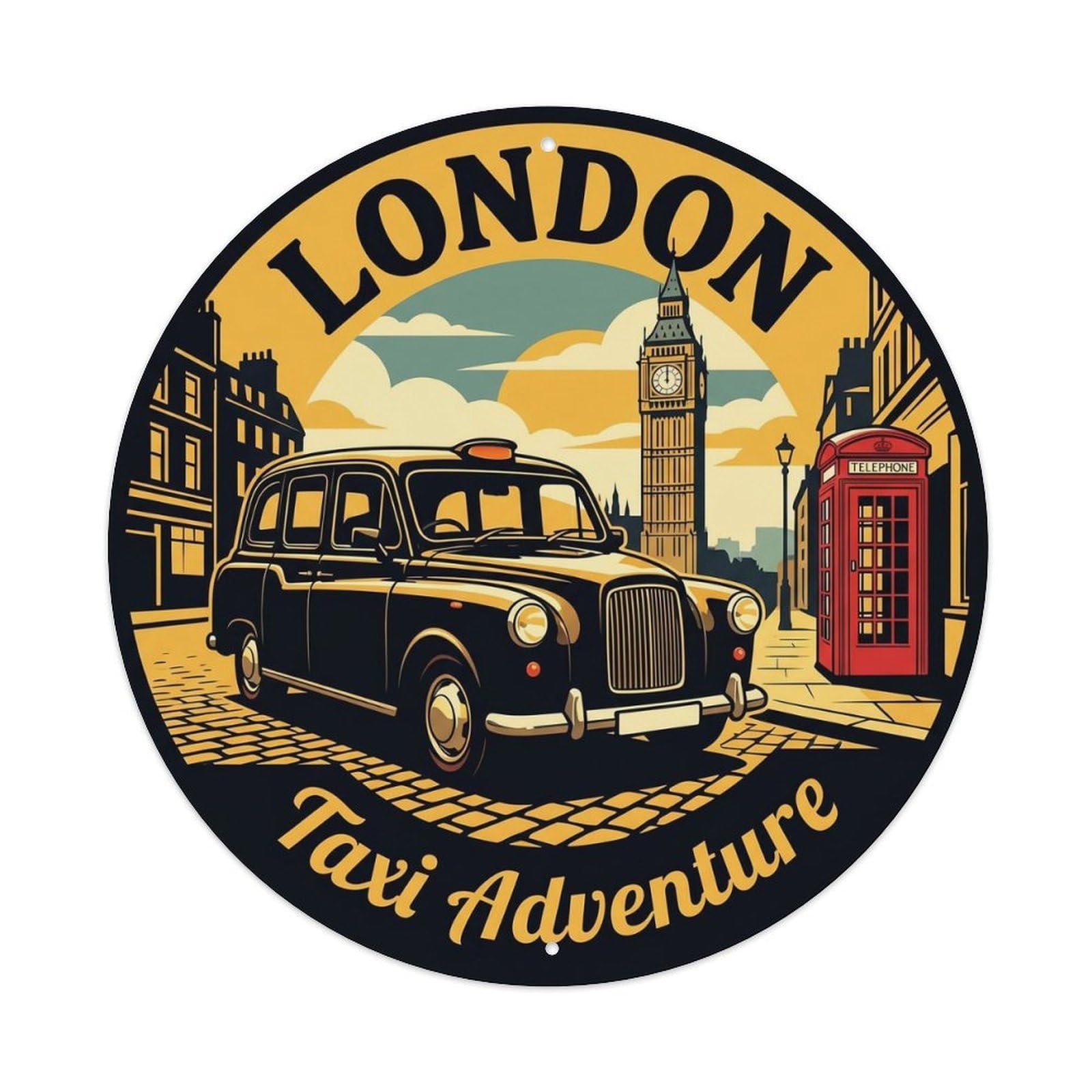 Vintage Travel England Taxi Adventure Metal Tin Sign