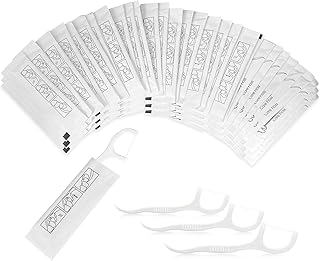 100 Count Dental Floss Picks Individually Wrapped, Travel Floss Picks for Teeth Cleaning and Oral Care, Flossers Bulk for Office, Restaurant, Hotel, and Personal Use