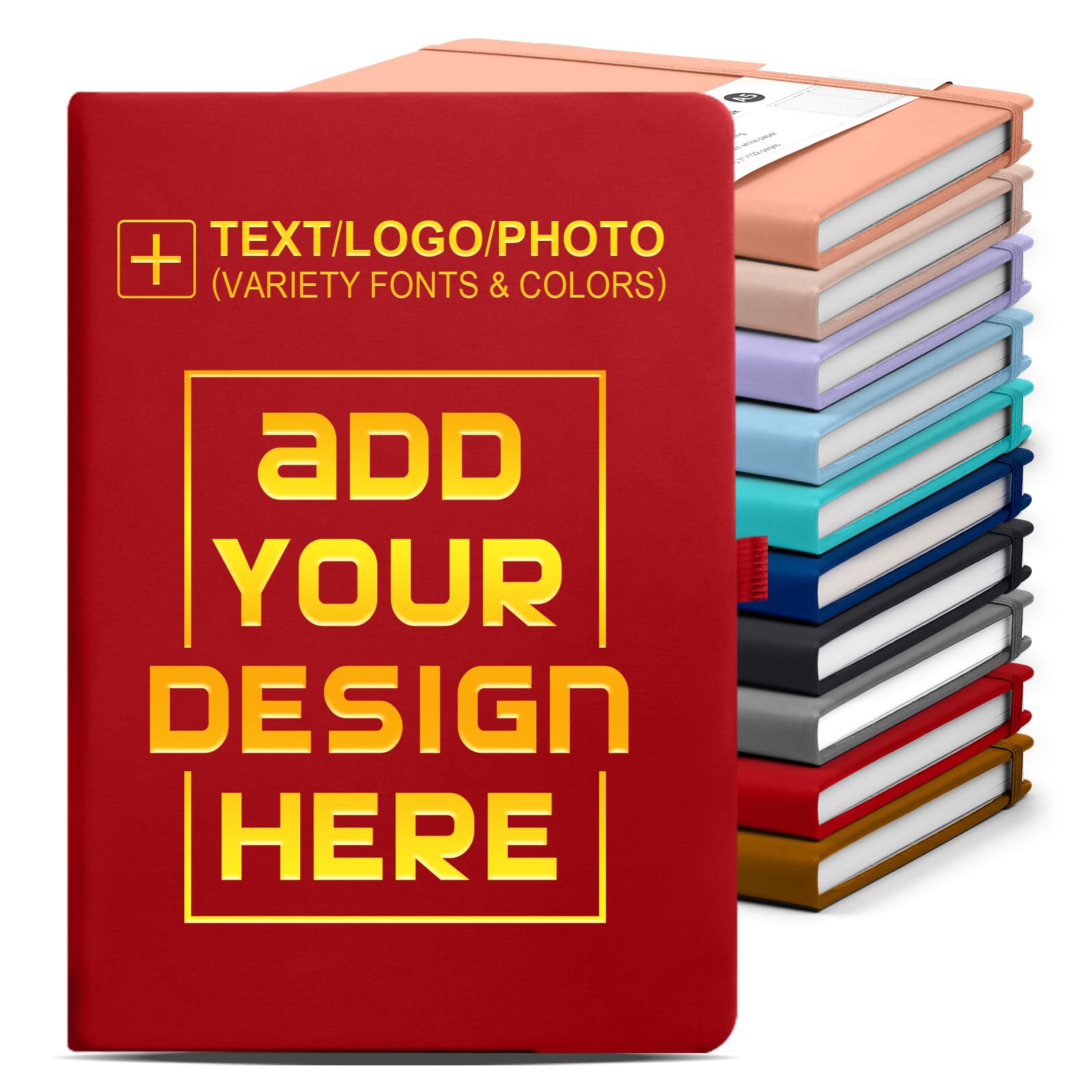 Vebermo Personalised Notebook-Can Engrave Logo/Text/Image, Customisable A5 Journal Notebook Daily Journals For Writing-192 Lined Pages 8.5 x 5.71 Inch,Red — image 1