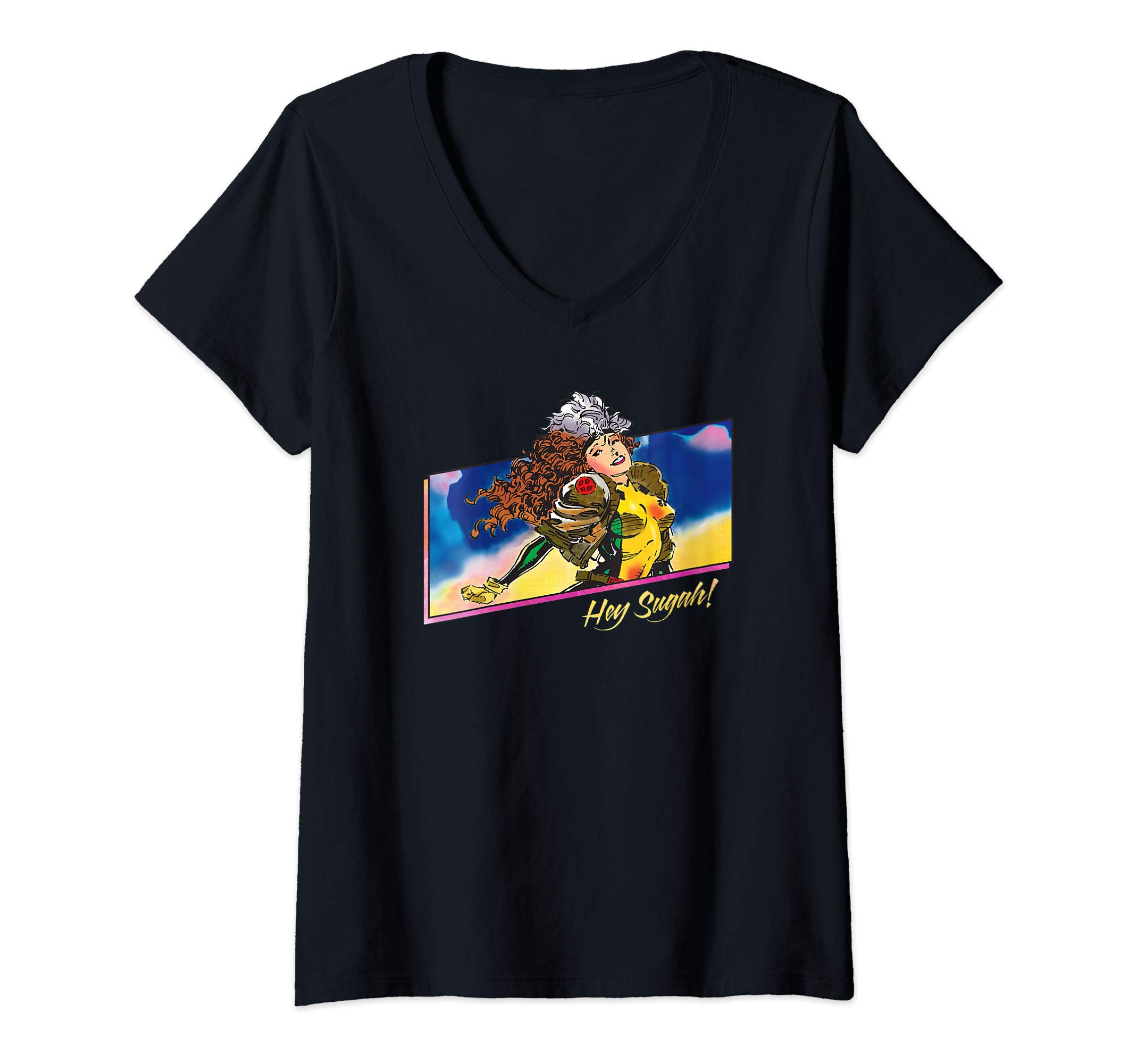 Womens Marvel X-Men Rogue Hey Sugah! 90s V-Neck T-Shirt