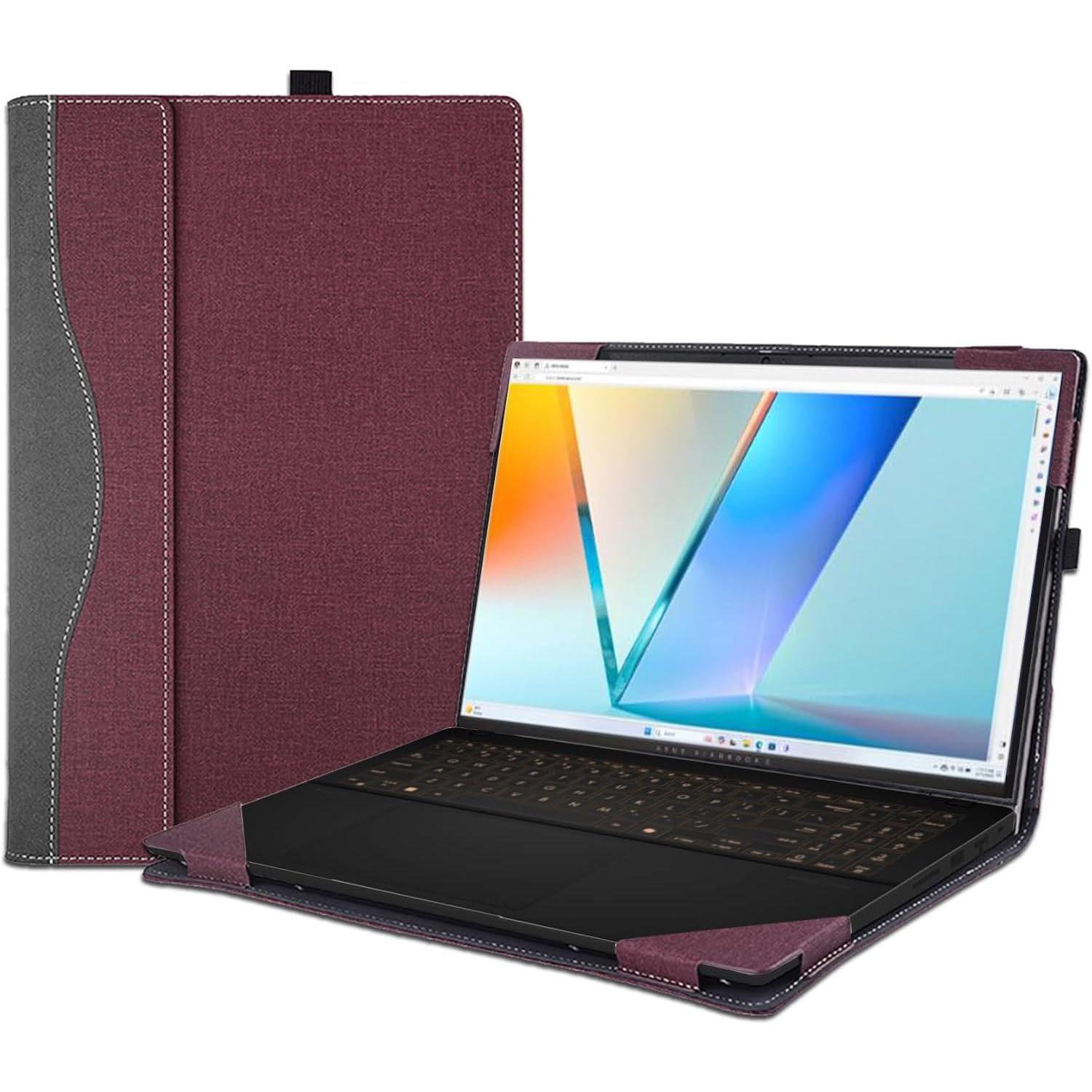 Funda ASUS Vivobook S 15 S5506 de piel roja para trabajar en cafeterías y oficinas 8