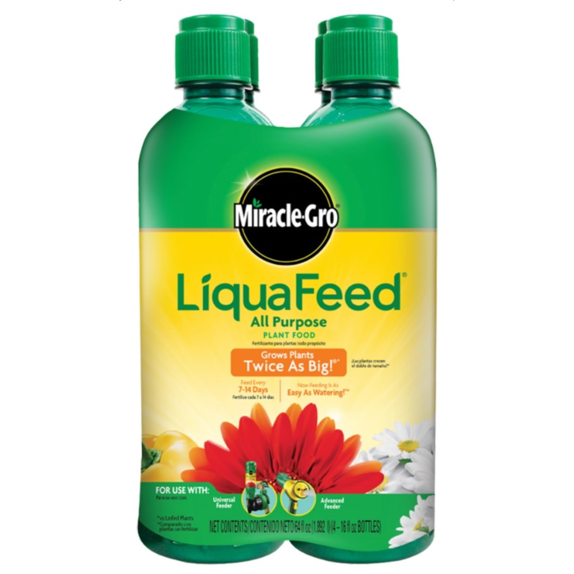 Photo 1 of Miracle-Gro 1004325 16 Oz LiquaFeed Plant Food Refill Bottles 12-4-8 4 Count